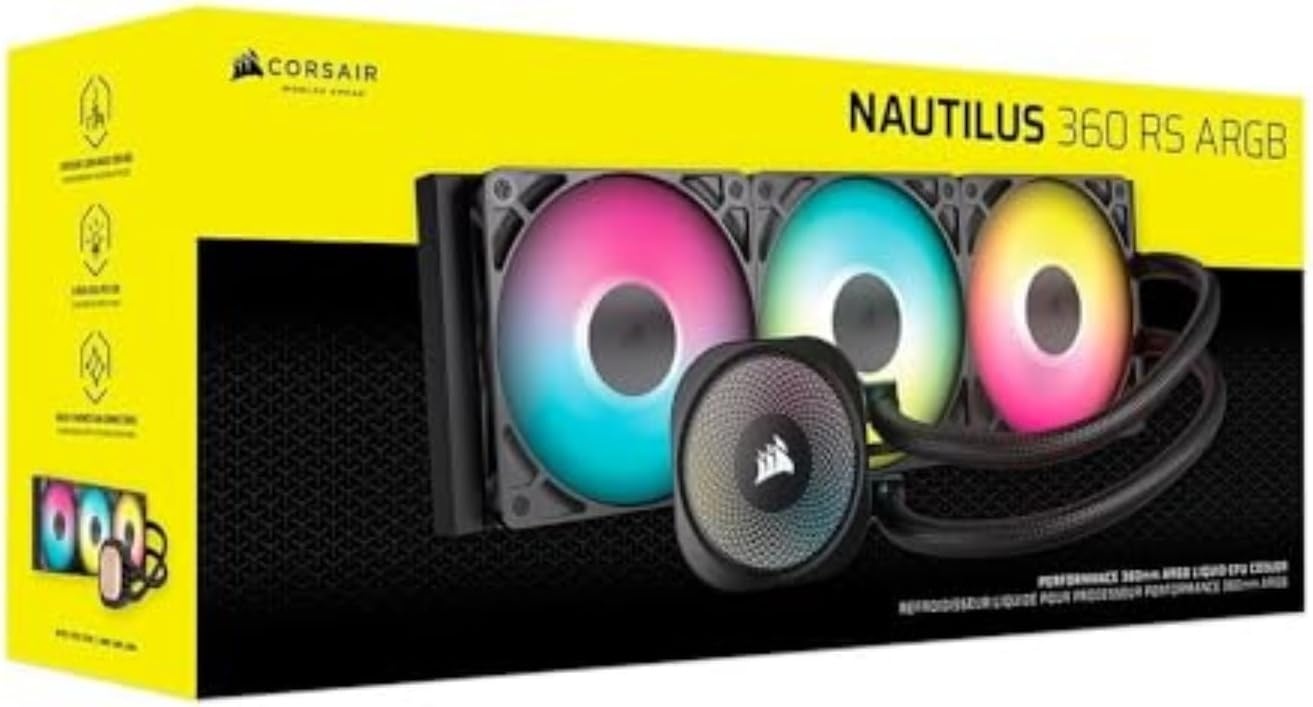 image:imageCORSAIR Nautilus 240 RS Liquid CPU Cooler 240mm AIO LowNoise Direct Motherboard Connection DaisyChain Intel LGA 18511700 AMD AM5AM4 2X RS120 Fans Included BlackBlack