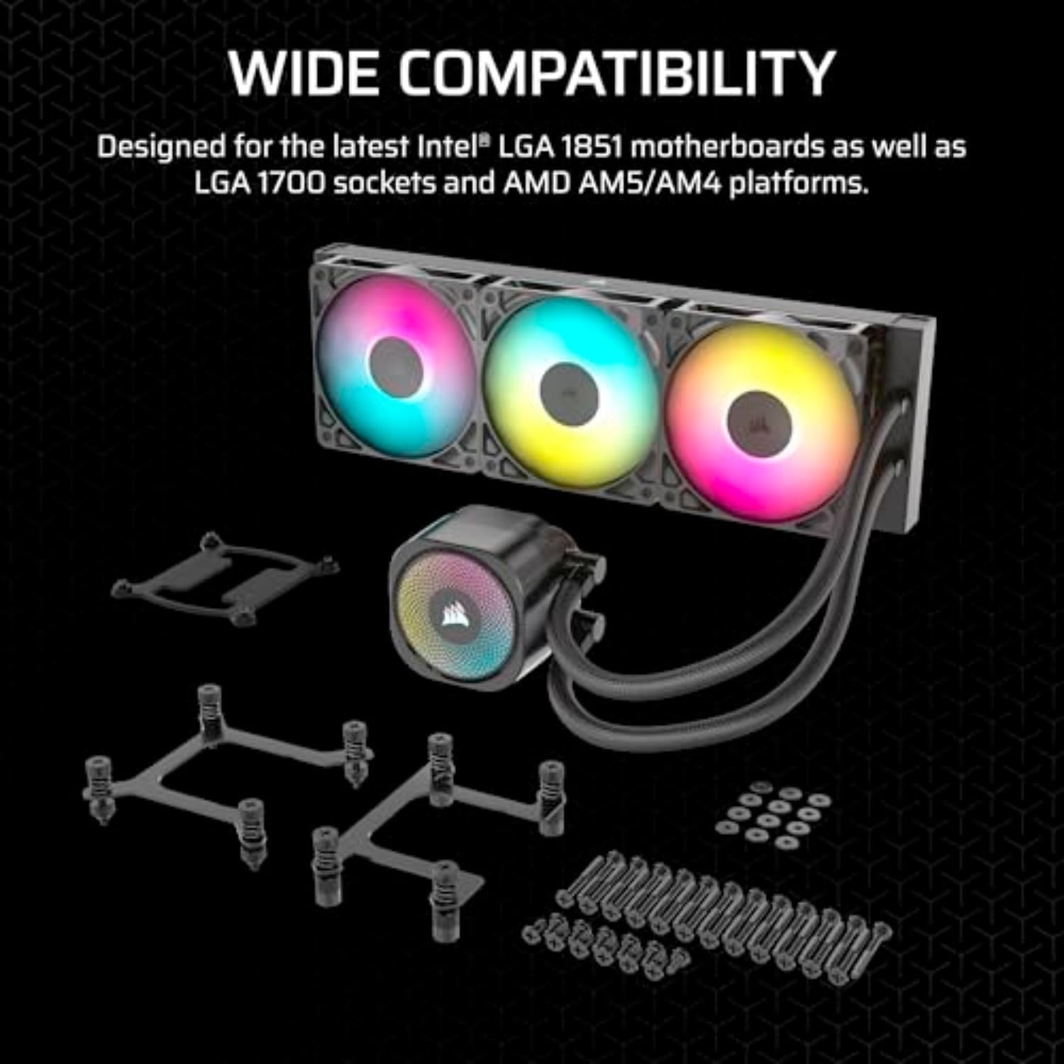 image:imageCORSAIR Nautilus 240 RS Liquid CPU Cooler 240mm AIO LowNoise Direct Motherboard Connection DaisyChain Intel LGA 18511700 AMD AM5AM4 2X RS120 Fans Included BlackBlack
