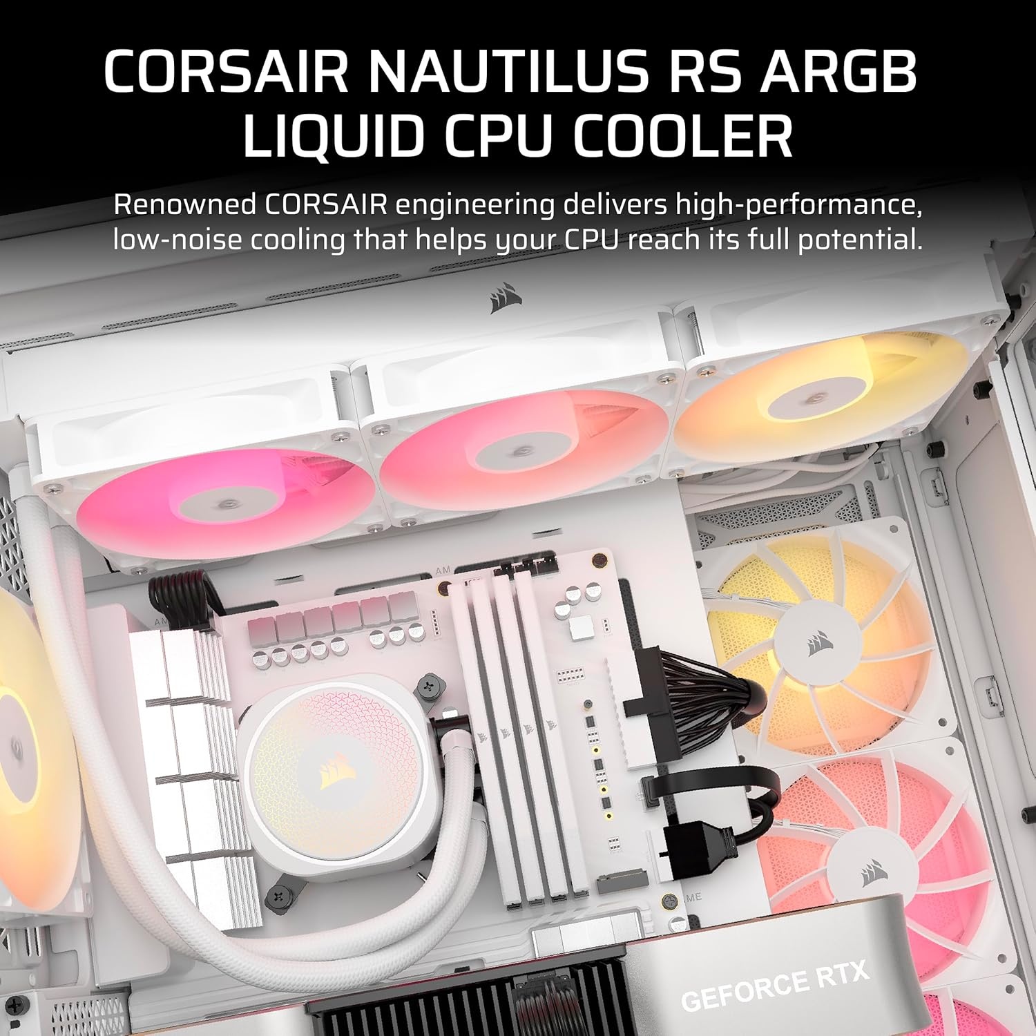 image:imageCORSAIR Nautilus 240 RS Liquid CPU Cooler 240mm AIO LowNoise Direct Motherboard Connection DaisyChain Intel LGA 18511700 AMD AM5AM4 2X RS120 Fans Included BlackWhite