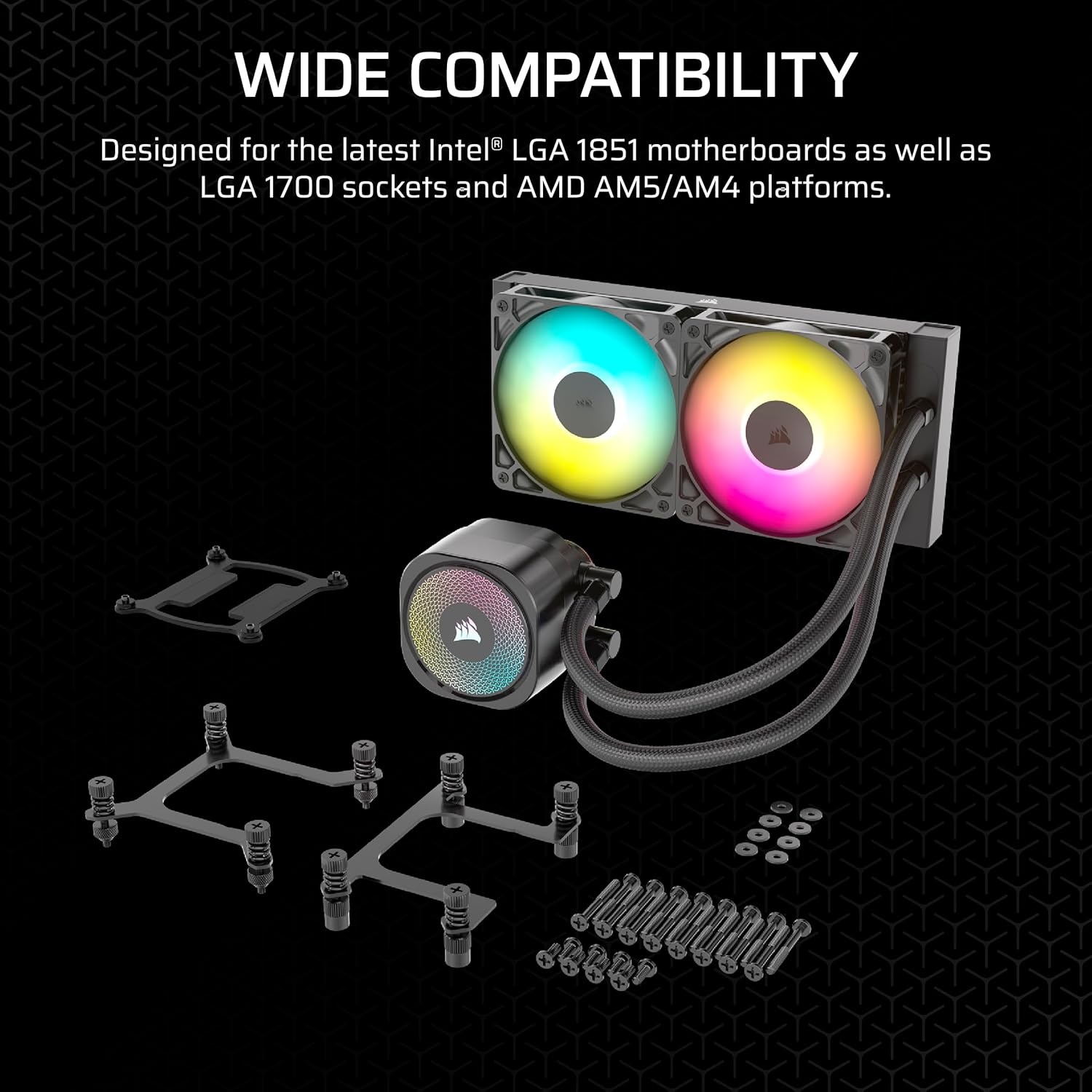 image:imageCORSAIR Nautilus 240 RS Liquid CPU Cooler 240mm AIO LowNoise Direct Motherboard Connection DaisyChain Intel LGA 18511700 AMD AM5AM4 2X RS120 Fans Included BlackBlack