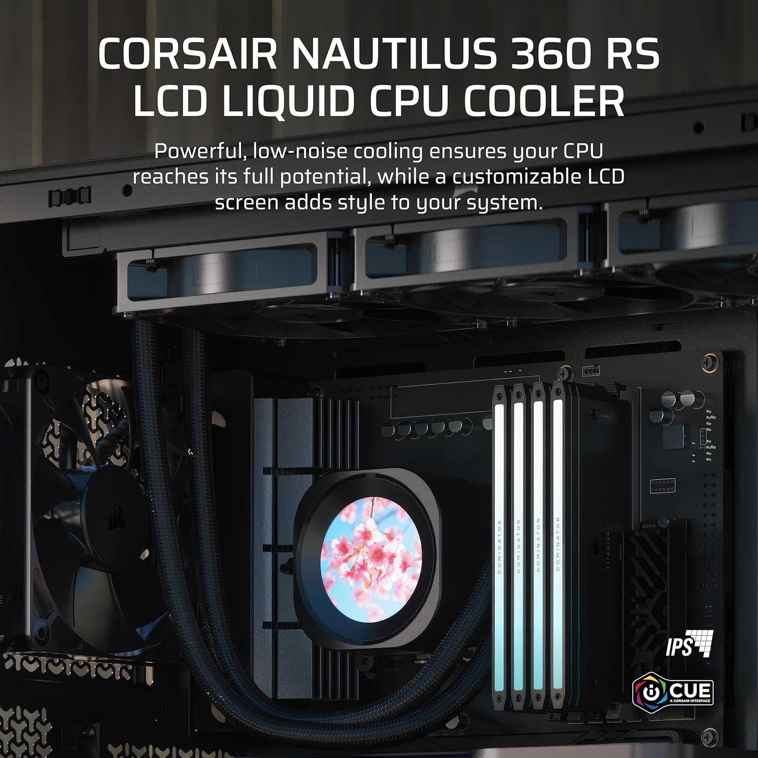 image:imageCORSAIR Nautilus 360 RS LCD Liquid CPU Cooler 21 IPS LCD Screen 360mm AIO LowNoise DaisyChain Intel LGA 18511700 AMD AM5AM4 3X RS120 Fans Included WhiteBlack