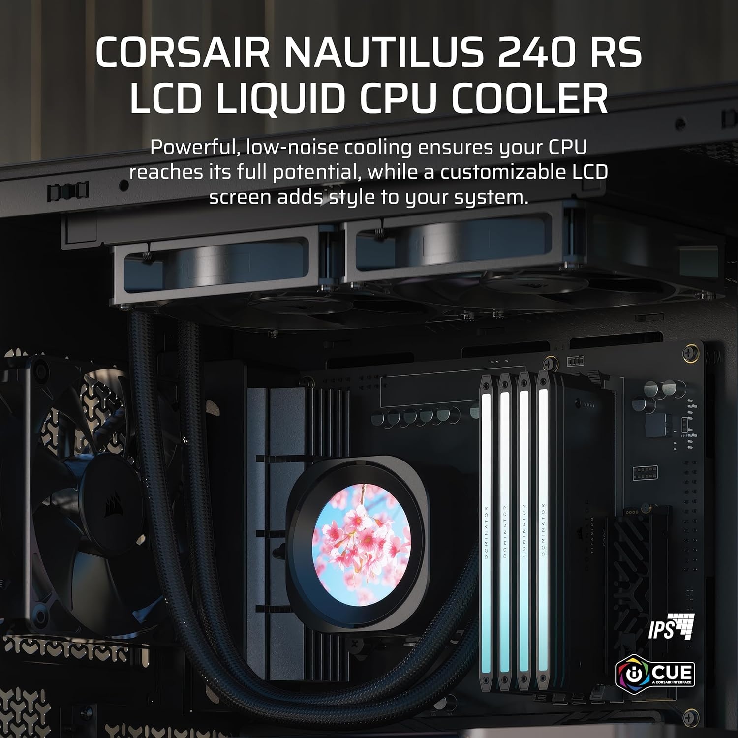 image:imageCORSAIR Nautilus 360 RS LCD Liquid CPU Cooler 21 IPS LCD Screen 360mm AIO LowNoise DaisyChain Intel LGA 18511700 AMD AM5AM4 3X RS120 Fans Included WhiteBlack