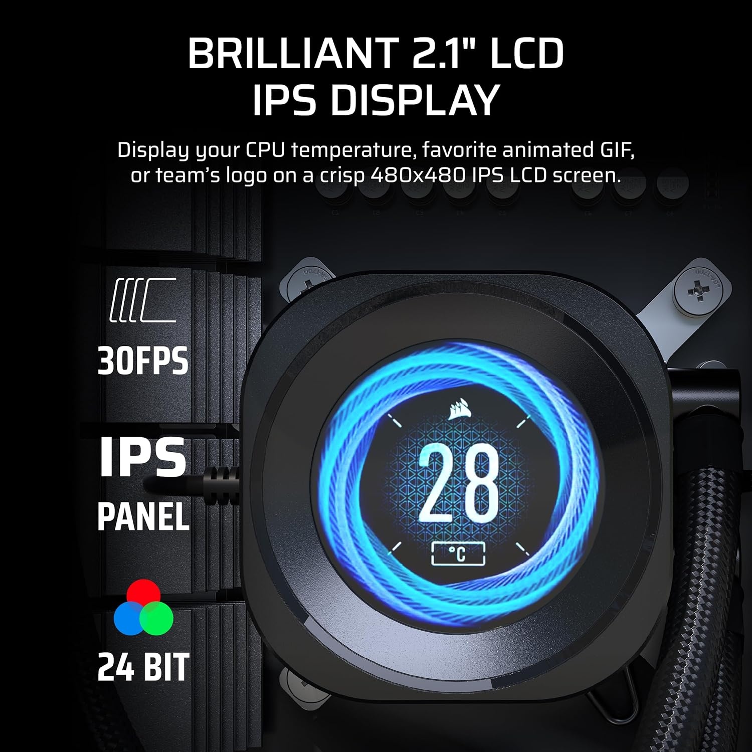 image:imageCORSAIR Nautilus 360 RS LCD Liquid CPU Cooler 21 IPS LCD Screen 360mm AIO LowNoise DaisyChain Intel LGA 18511700 AMD AM5AM4 3X RS120 Fans Included WhiteBlack