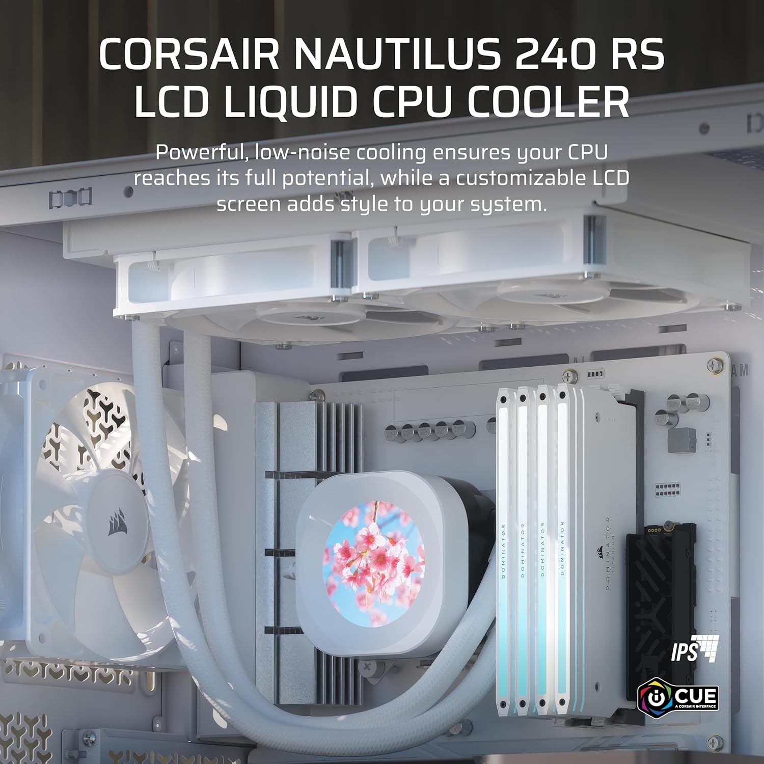 image:imageCORSAIR Nautilus 360 RS LCD Liquid CPU Cooler 21 IPS LCD Screen 360mm AIO LowNoise DaisyChain Intel LGA 18511700 AMD AM5AM4 3X RS120 Fans Included WhiteWhite