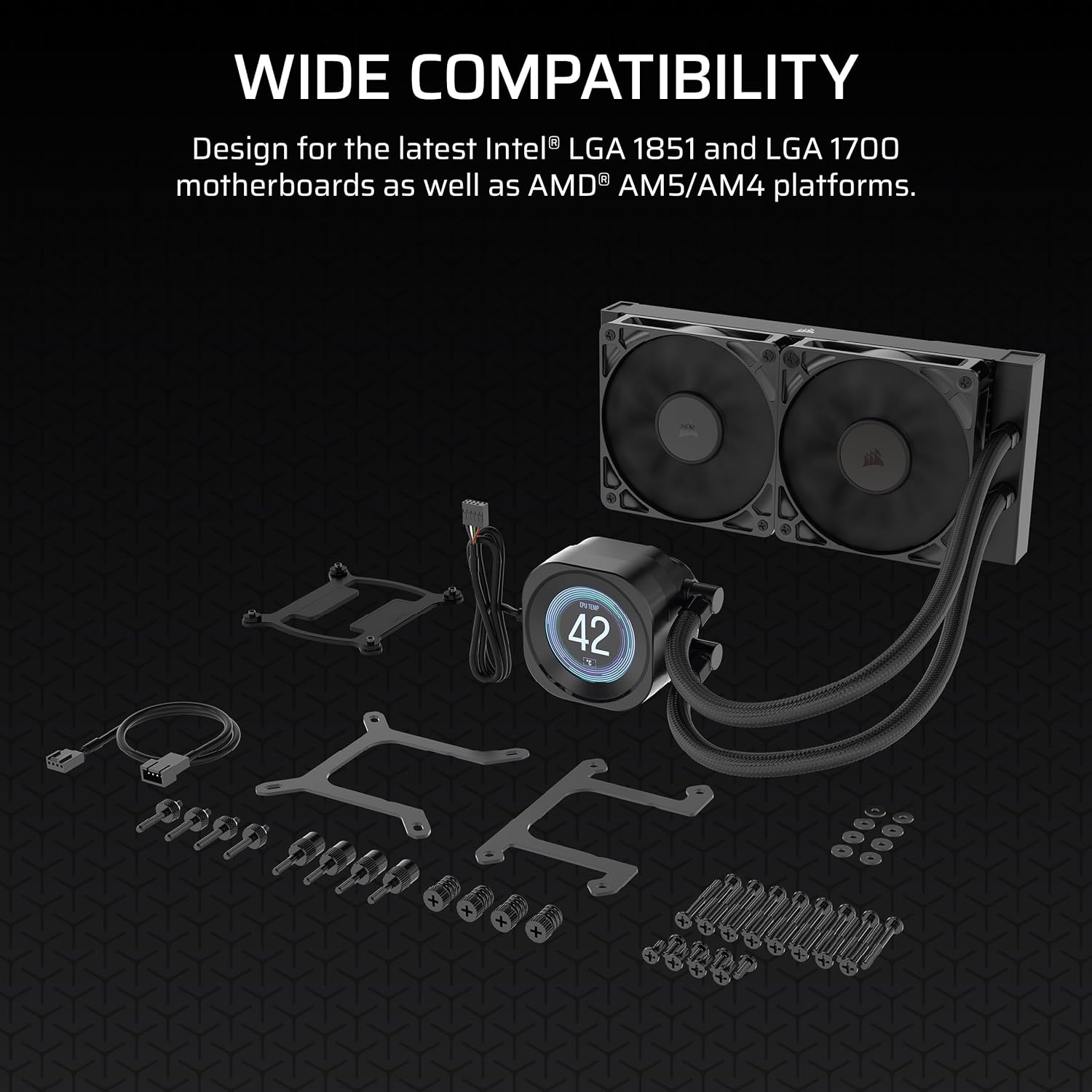 image:imageCORSAIR Nautilus 360 RS LCD Liquid CPU Cooler 21 IPS LCD Screen 360mm AIO LowNoise DaisyChain Intel LGA 18511700 AMD AM5AM4 3X RS120 Fans Included WhiteBlack