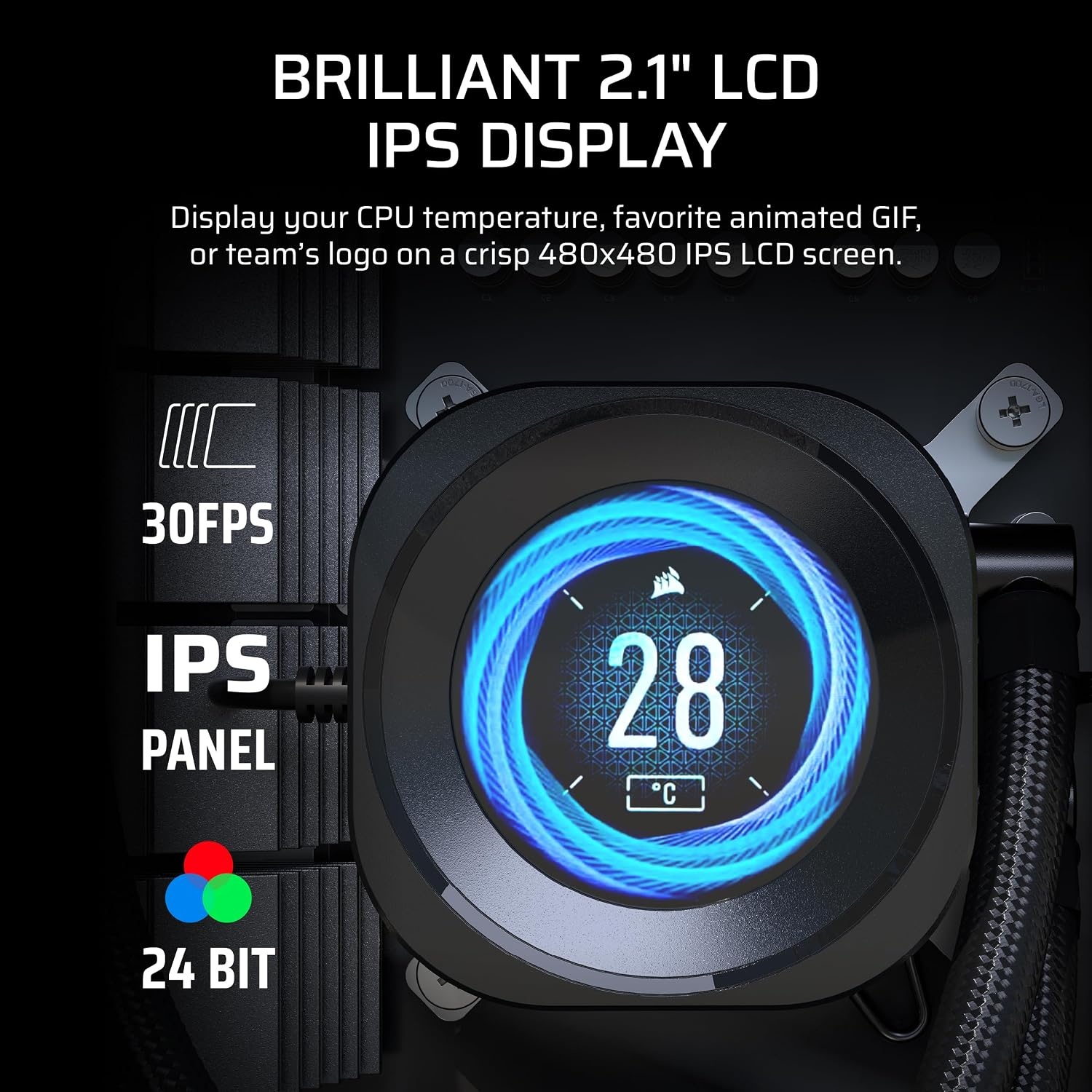 image:imageCORSAIR Nautilus RS LCD Module for Nautilus RS and Nautilus RS ARGB AIO CPU Coolers 21 IPS LCD Screen Easy ToolFree Installation WhiteBlack