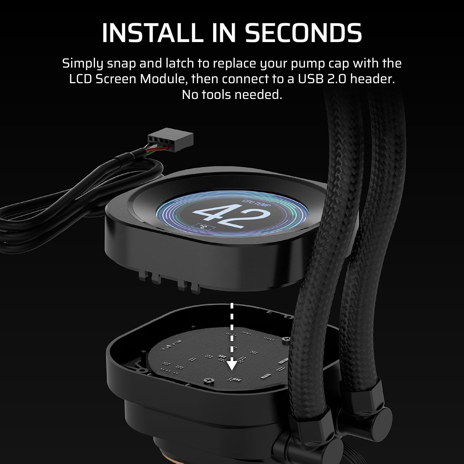 image:imageCORSAIR Nautilus RS LCD Module for Nautilus RS and Nautilus RS ARGB AIO CPU Coolers 21 IPS LCD Screen Easy ToolFree Installation WhiteBlack