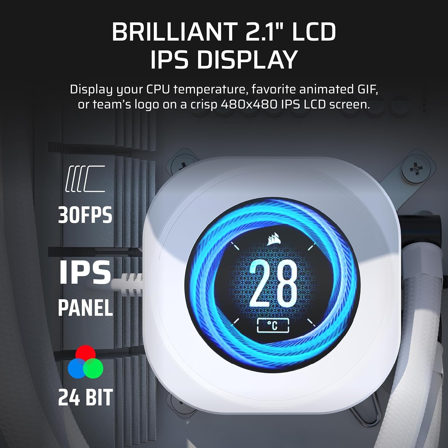 image:imageCORSAIR Nautilus RS LCD Module for Nautilus RS and Nautilus RS ARGB AIO CPU Coolers 21 IPS LCD Screen Easy ToolFree Installation WhiteWhite