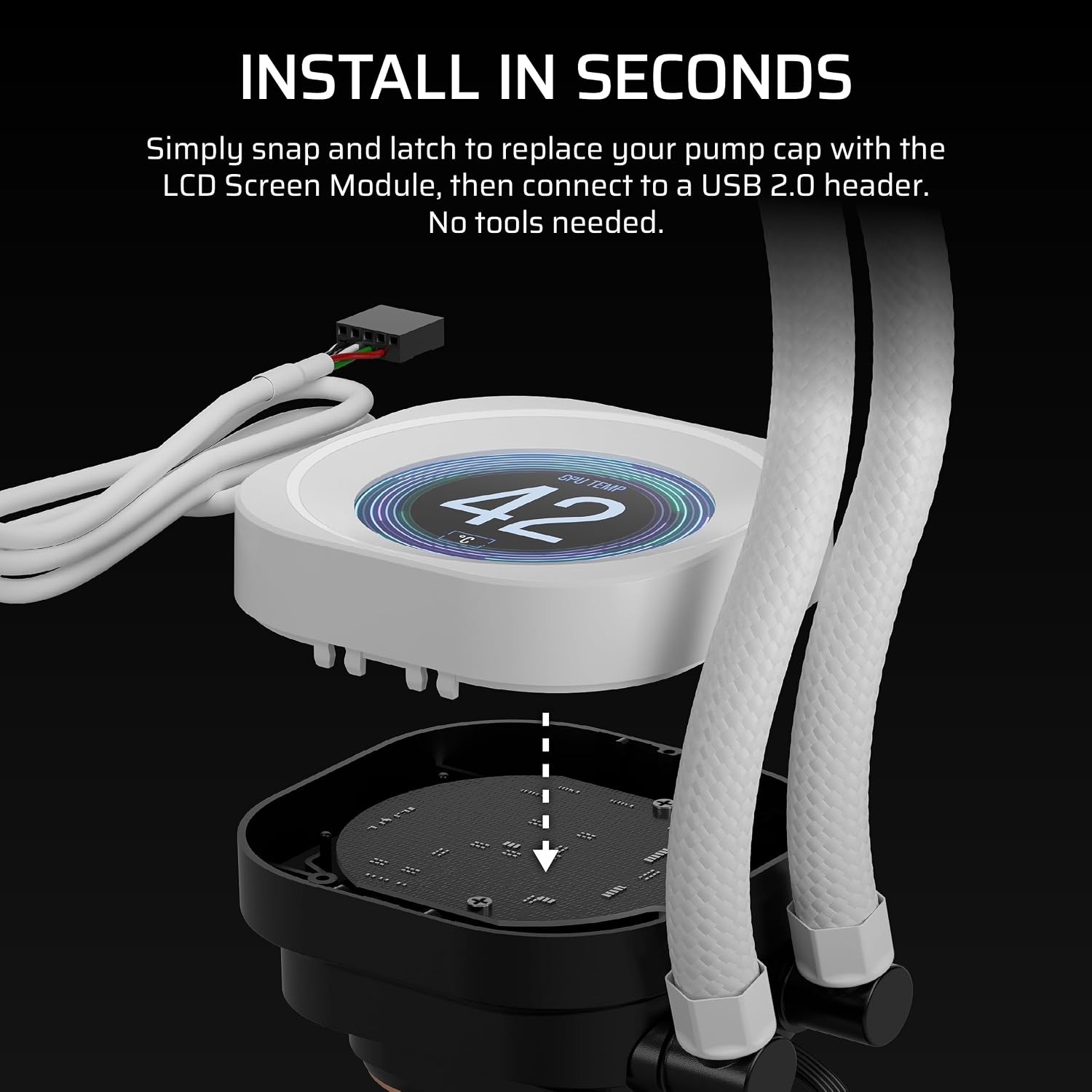 image:imageCORSAIR Nautilus RS LCD Module for Nautilus RS and Nautilus RS ARGB AIO CPU Coolers 21 IPS LCD Screen Easy ToolFree Installation WhiteWhite