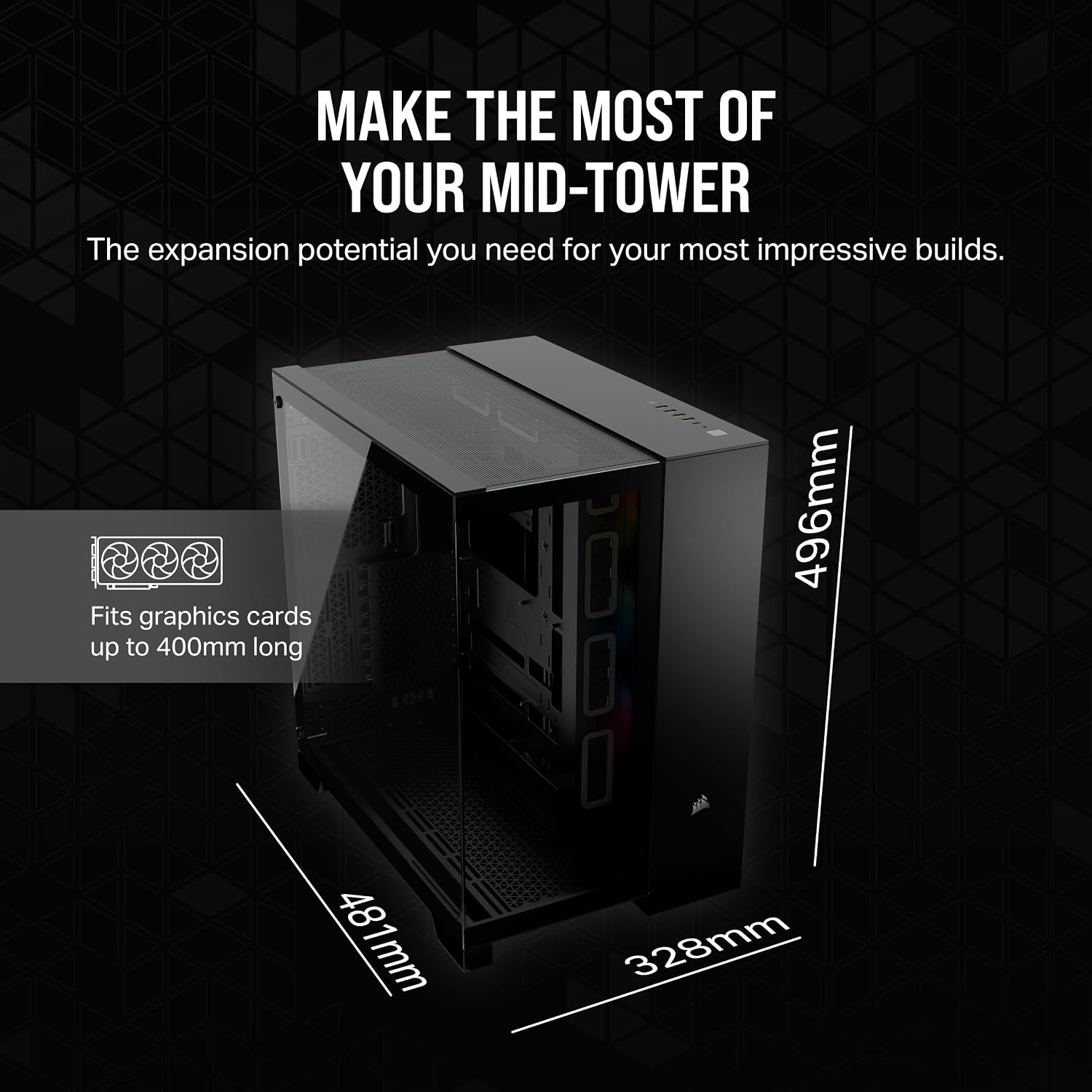 image:imageCORSAIR iCUE Link 2500X RGB Tempered Glass mATX MidTower Dual Chamber PC Case 2X CORSAIR RX120 RGB Fans Included Wide Cooling Flexibility Reverse Connection Motherboard Compatible WhiteBlack