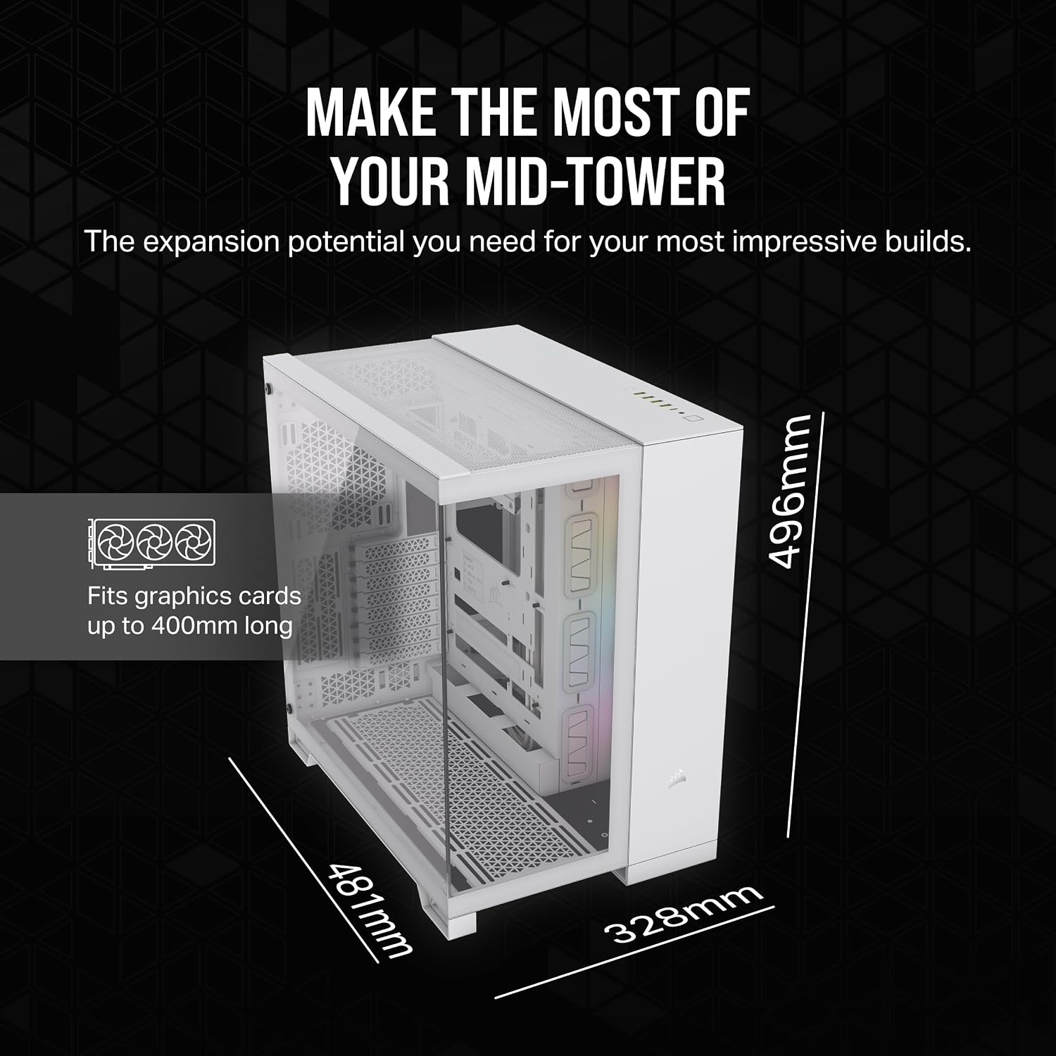 image:imageCORSAIR iCUE Link 2500X RGB Tempered Glass mATX MidTower Dual Chamber PC Case 2X CORSAIR RX120 RGB Fans Included Wide Cooling Flexibility Reverse Connection Motherboard Compatible WhiteWhite