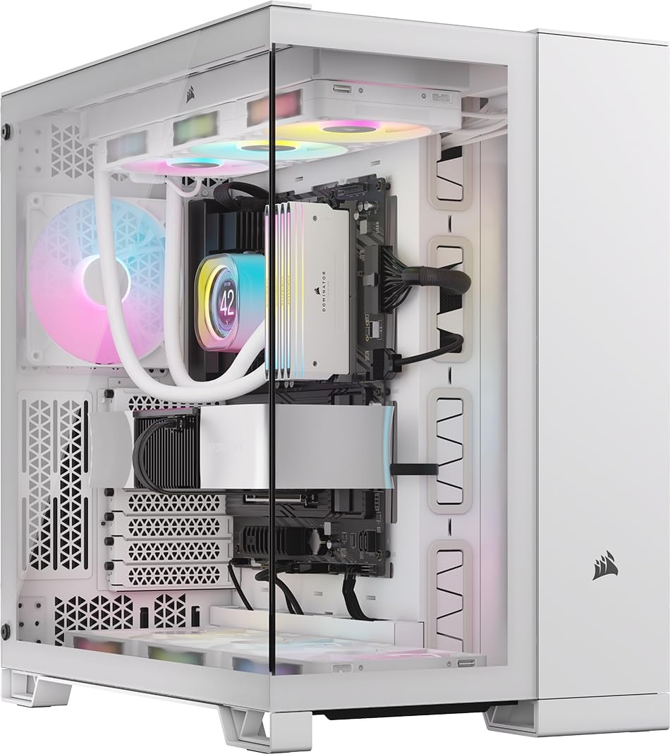image:imageCORSAIR iCUE Link 2500X RGB Tempered Glass mATX MidTower Dual Chamber PC Case 2X CORSAIR RX120 RGB Fans Included Wide Cooling Flexibility Reverse Connection Motherboard Compatible WhiteWhite