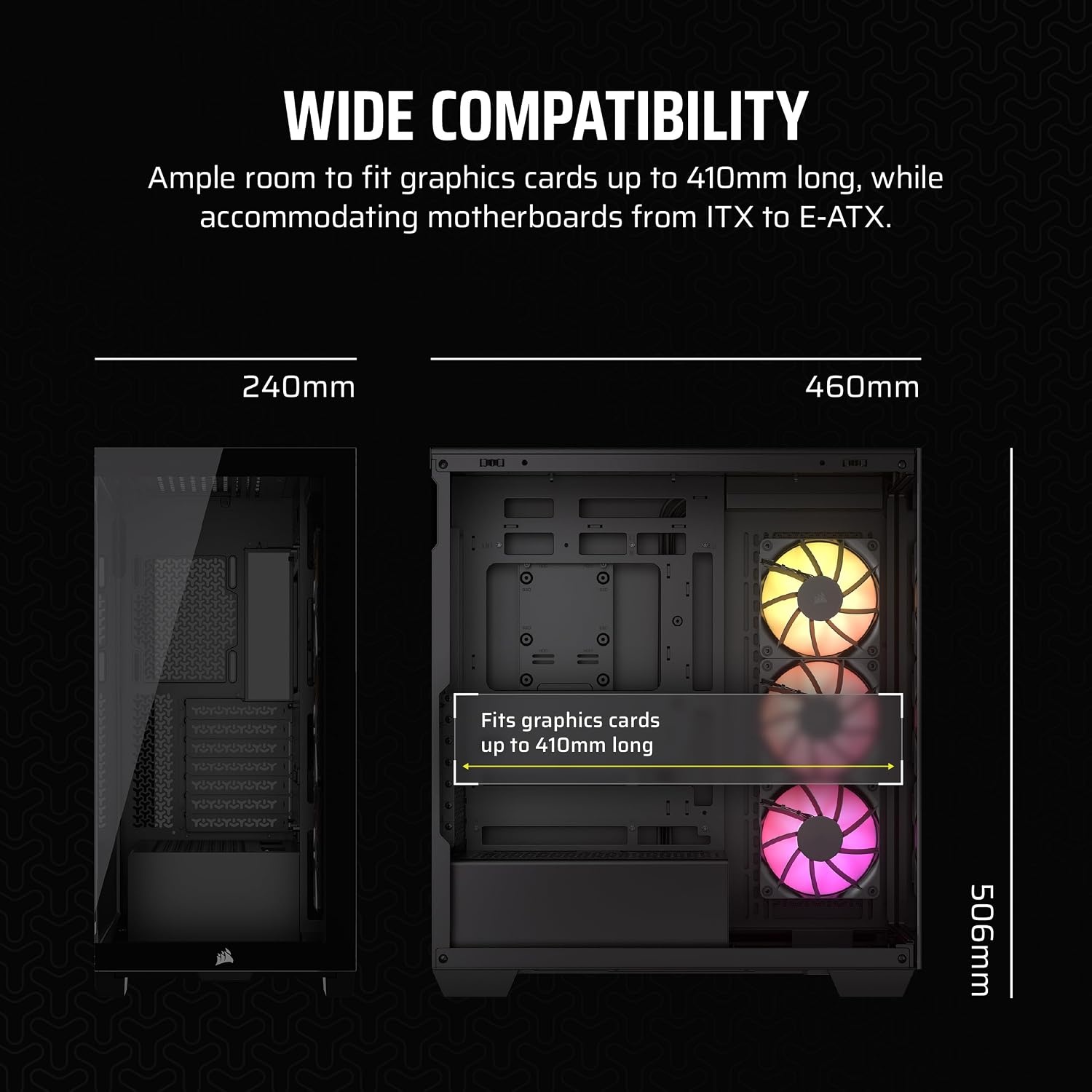 image:imageCORSAIR iCUE Link 3500X RGB MidTower ATX PC Case Panoramic Tempered Glass Reverse Connection Motherboard Compatible 3X CORSAIR iCUE Link RX120 RGB Fans Included BlackBlack