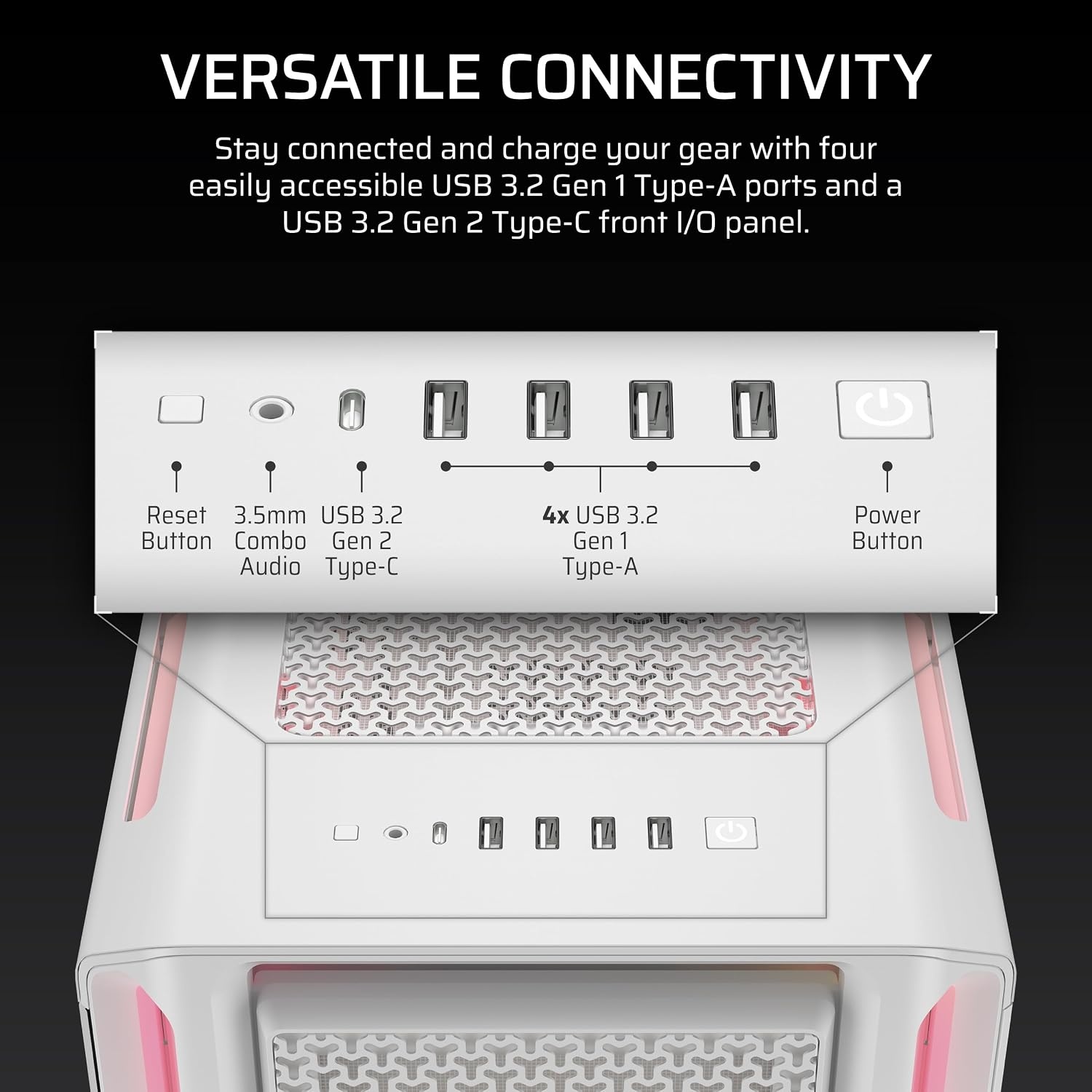 image:imageCORSAIR iCUE Link 5000T LX RGB MidTower ATX PC Case 3X PreInstalled LX120 RGB Fans Integrated Aurora RGB Light Strips Spacious Interior iCUE Link System Hub Included WhiteWhite