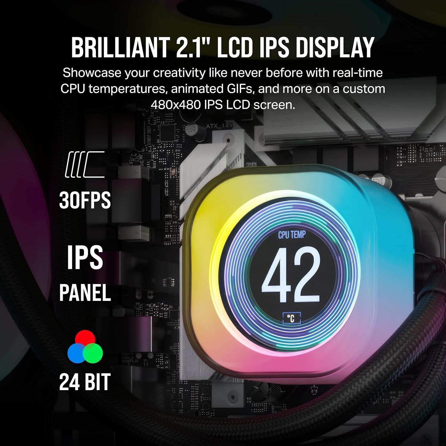 image:imageCORSAIR iCUE Link H150i LCD Liquid CPU Cooler 360mm AIO QX120 RGB Fans 21 IPS LCD Screen Fits Intel LGA 1700 AMD AM5 iCUE Link System Hub Included BlackBlack