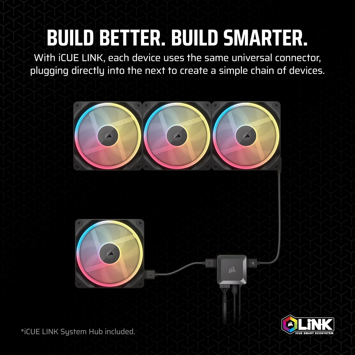 image:imageCORSAIR iCUE Link LX120R RGB 120mm PWM Reverse Fans Triple Fan Kit LowNoise Magnetic Dome Bearing Dual Light Loops CORSAIR QuikTurn Screws Zero RPM Mode BlackBlack