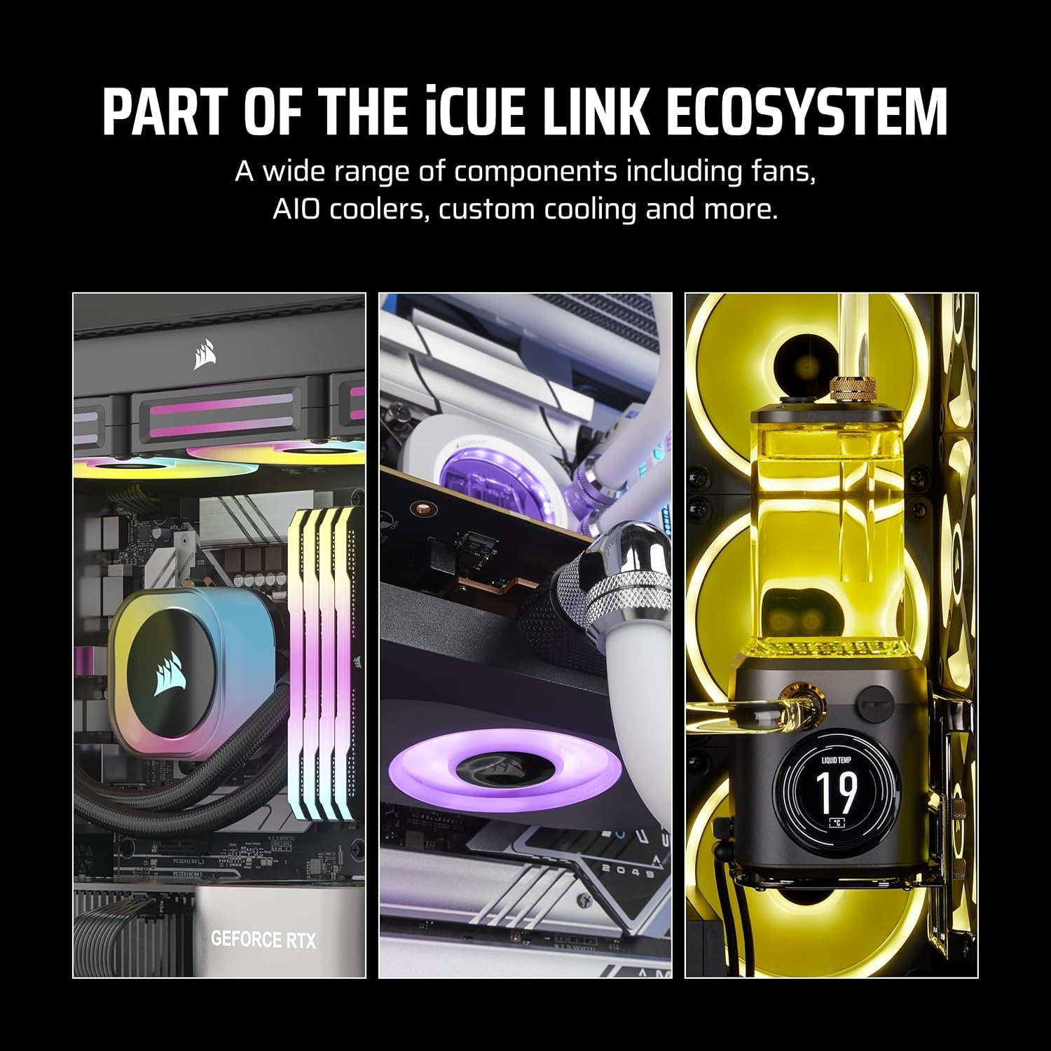 image:imageCORSAIR iCUE Link LX120R RGB 120mm PWM Reverse Fans Triple Fan Kit LowNoise Magnetic Dome Bearing Dual Light Loops CORSAIR QuikTurn Screws Zero RPM Mode BlackWhite