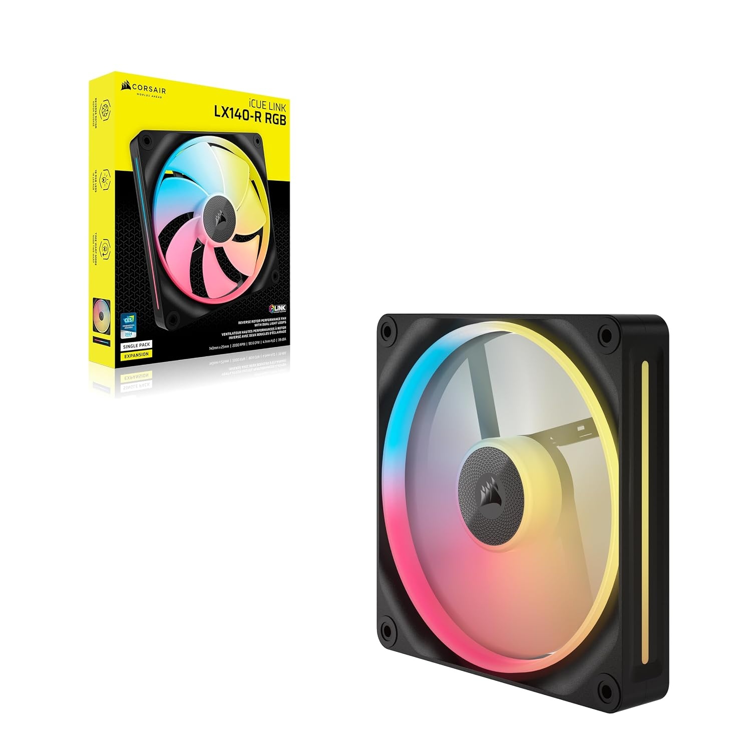 image:imageCORSAIR iCUE Link LX120R RGB 120mm PWM Reverse Fans Triple Fan Kit LowNoise Magnetic Dome Bearing Dual Light Loops CORSAIR QuikTurn Screws Zero RPM Mode BlackBlack