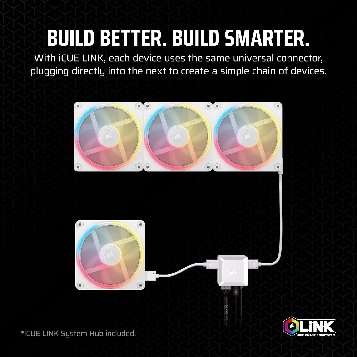 image:imageCORSAIR iCUE Link LX120R RGB 120mm PWM Reverse Fans Triple Fan Kit LowNoise Magnetic Dome Bearing Dual Light Loops CORSAIR QuikTurn Screws Zero RPM Mode BlackWhite