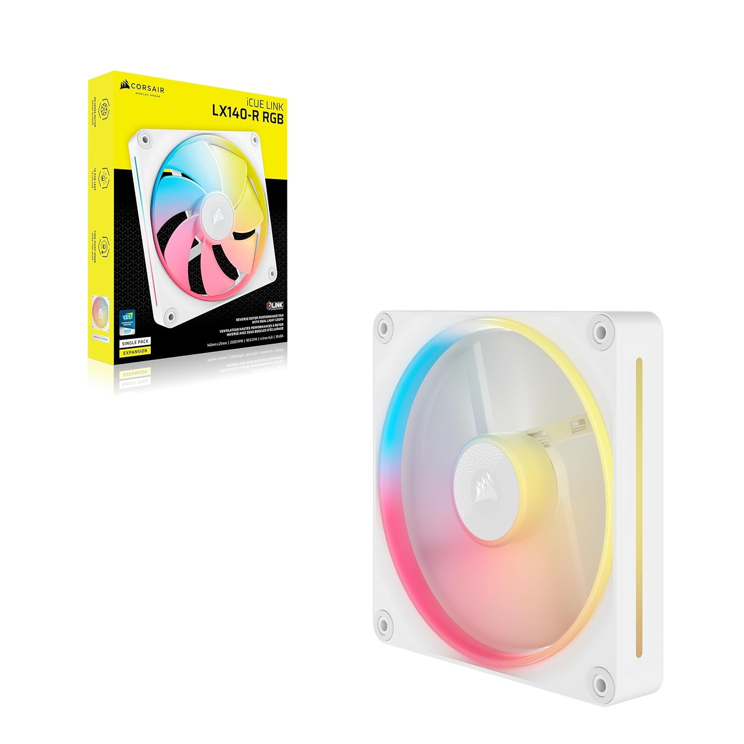 image:imageCORSAIR iCUE Link LX120R RGB 120mm PWM Reverse Fans Triple Fan Kit LowNoise Magnetic Dome Bearing Dual Light Loops CORSAIR QuikTurn Screws Zero RPM Mode BlackWhite
