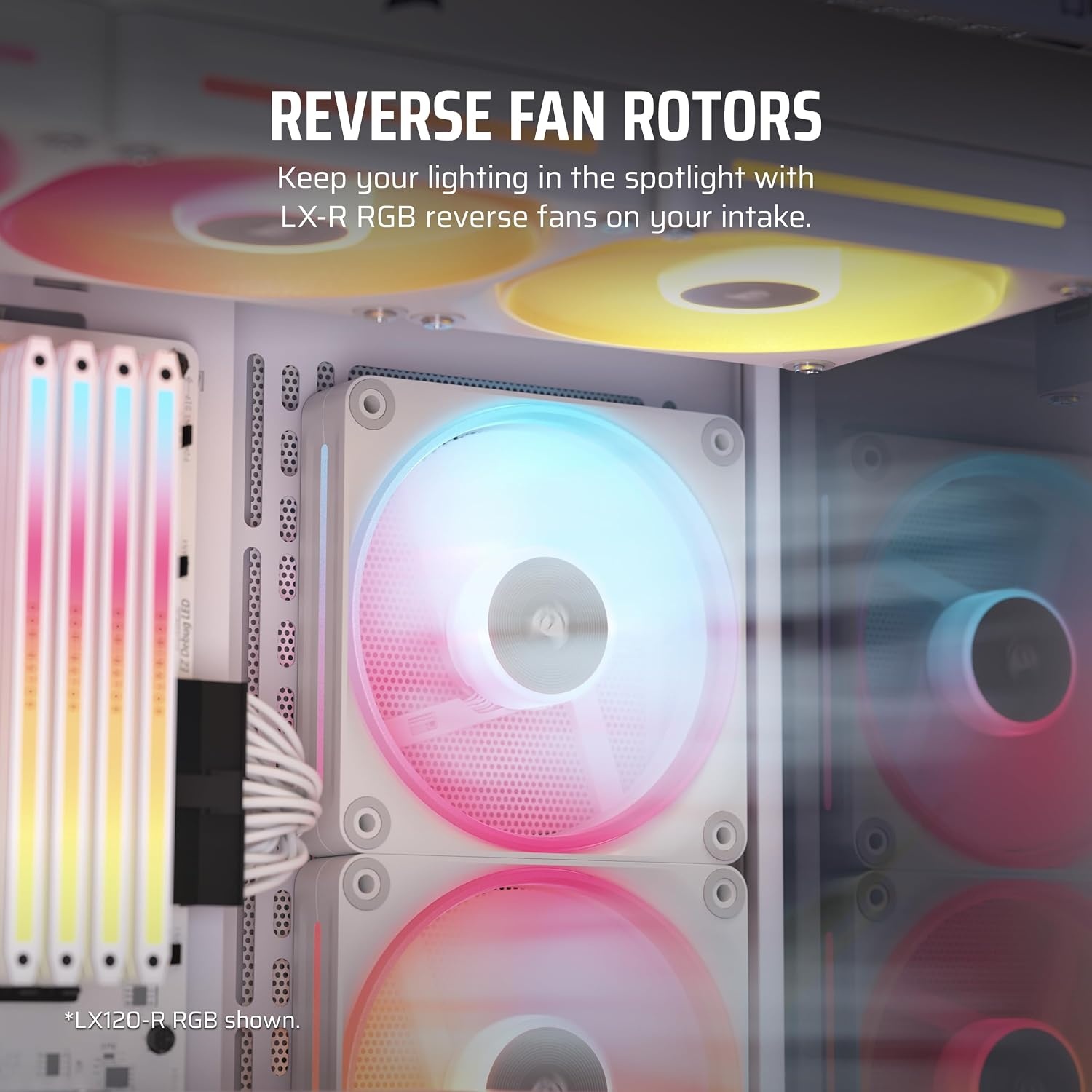 image:imageCORSAIR iCUE Link LX120R RGB 120mm PWM Reverse Fans Triple Fan Kit LowNoise Magnetic Dome Bearing Dual Light Loops CORSAIR QuikTurn Screws Zero RPM Mode BlackWhite