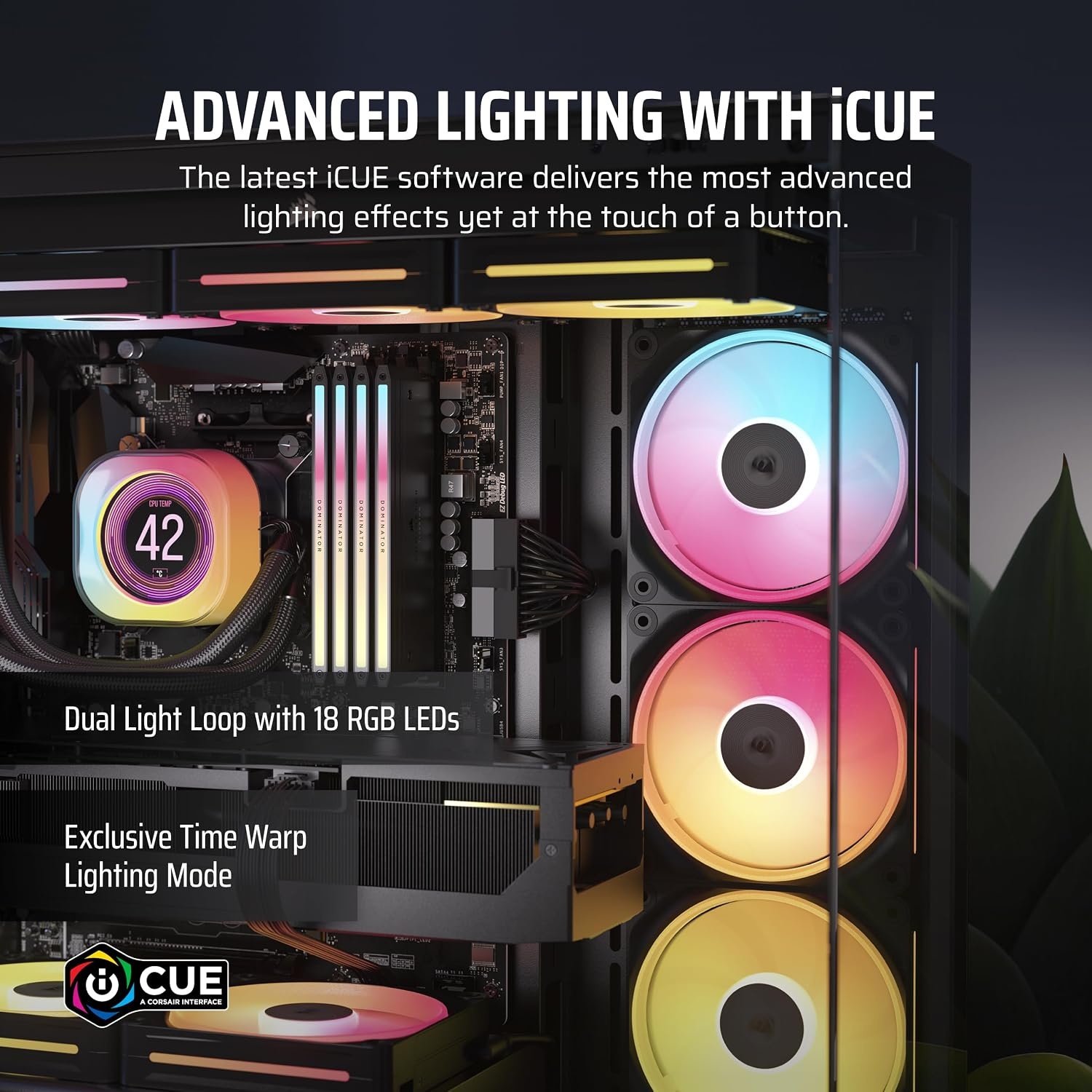 image:imageCORSAIR iCUE Link LX120R RGB 120mm PWM Reverse Fans Triple Fan Kit LowNoise Magnetic Dome Bearing Dual Light Loops CORSAIR QuikTurn Screws Zero RPM Mode BlackBlack