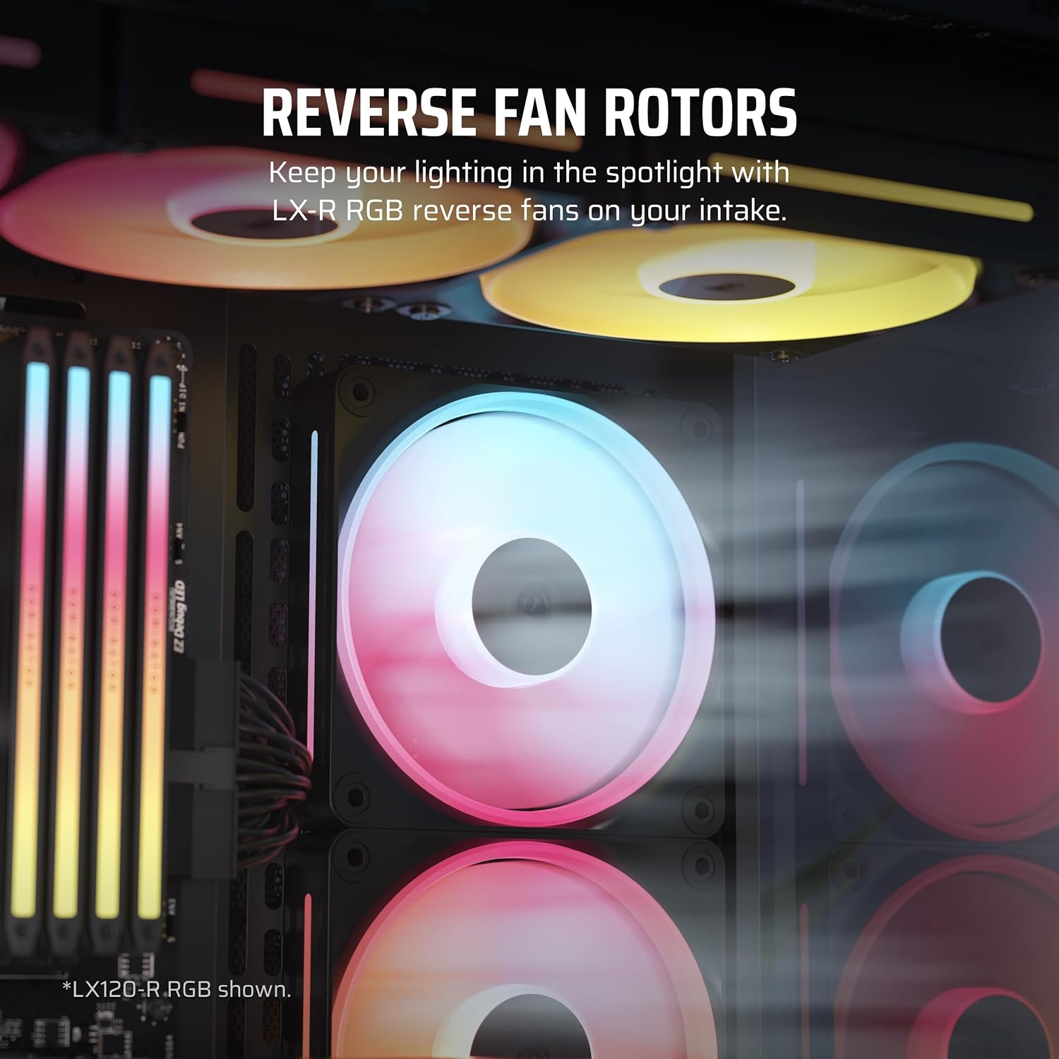 image:imageCORSAIR iCUE Link LX120R RGB 120mm PWM Reverse Fans Triple Fan Kit LowNoise Magnetic Dome Bearing Dual Light Loops CORSAIR QuikTurn Screws Zero RPM Mode BlackBlack