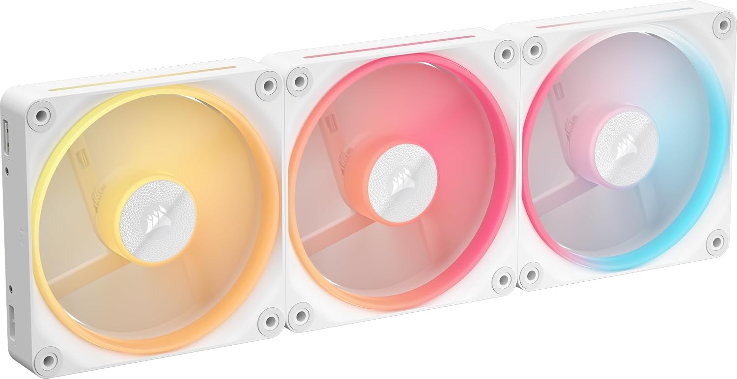 image:imageCORSAIR iCUE Link LX120R RGB 120mm PWM Reverse Fans Triple Fan Kit LowNoise Magnetic Dome Bearing Dual Light Loops CORSAIR QuikTurn Screws Zero RPM Mode BlackWhite