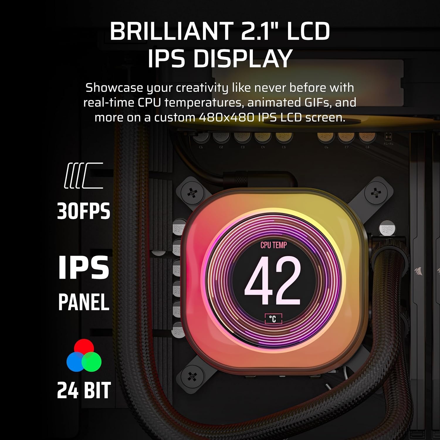 image:imageCORSAIR iCUE Link Titan 240 RX LCD Liquid CPU Cooler 240mm AIO LowNoise FlowDrive Cooling Engine Intel LGA 18511700 AMD AM5AM4 2X RX120 RGB Fans iCUE Link System Hub Included BlackBlack