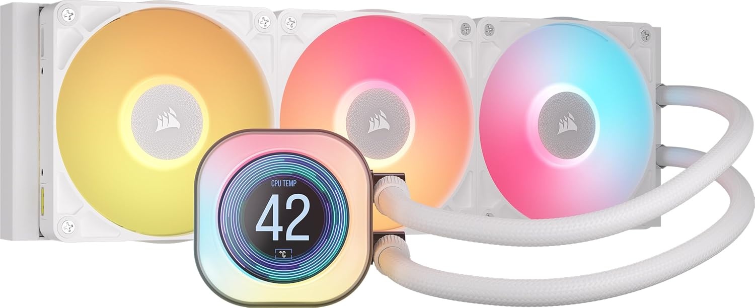 image:imageCORSAIR iCUE Link Titan 240 RX LCD Liquid CPU Cooler 240mm AIO LowNoise FlowDrive Cooling Engine Intel LGA 18511700 AMD AM5AM4 2X RX120 RGB Fans iCUE Link System Hub Included BlackWhite