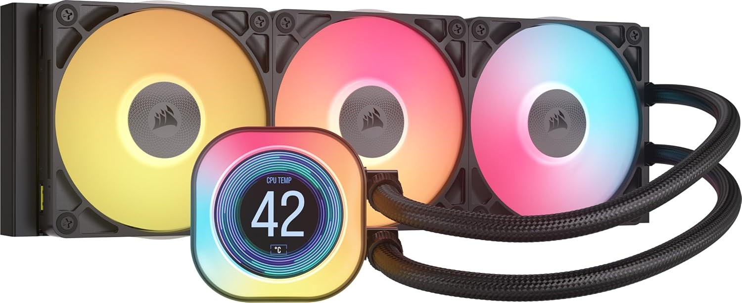 image:imageCORSAIR iCUE Link Titan 240 RX LCD Liquid CPU Cooler 240mm AIO LowNoise FlowDrive Cooling Engine Intel LGA 18511700 AMD AM5AM4 2X RX120 RGB Fans iCUE Link System Hub Included BlackBlack