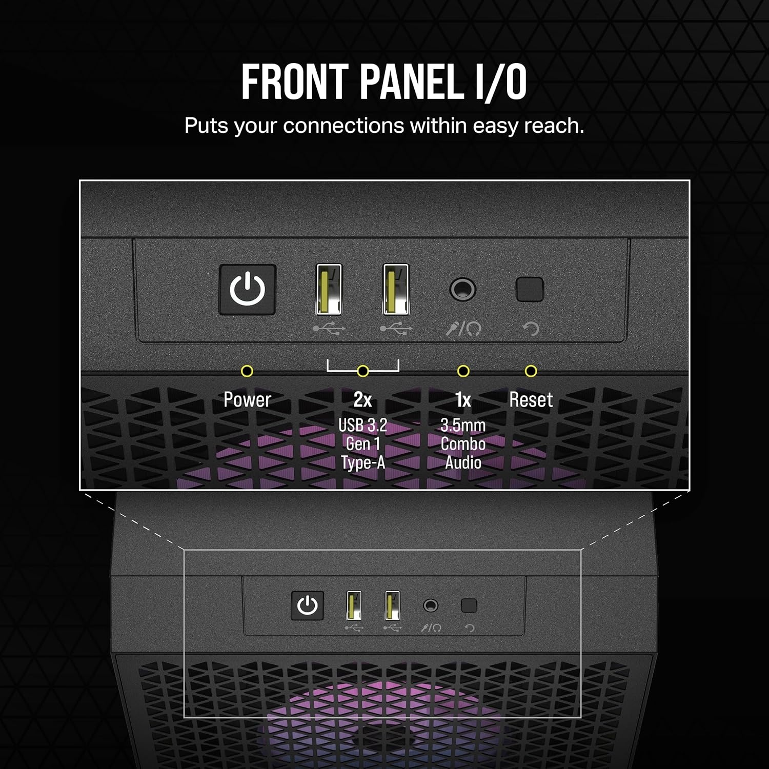 image:imageCorsair 3000D Airflow MidTower PC Case 3Pin Fans FourSlot GPU Support Fits up to 8X 120mm Fans HighAirflow Design WhiteBlack