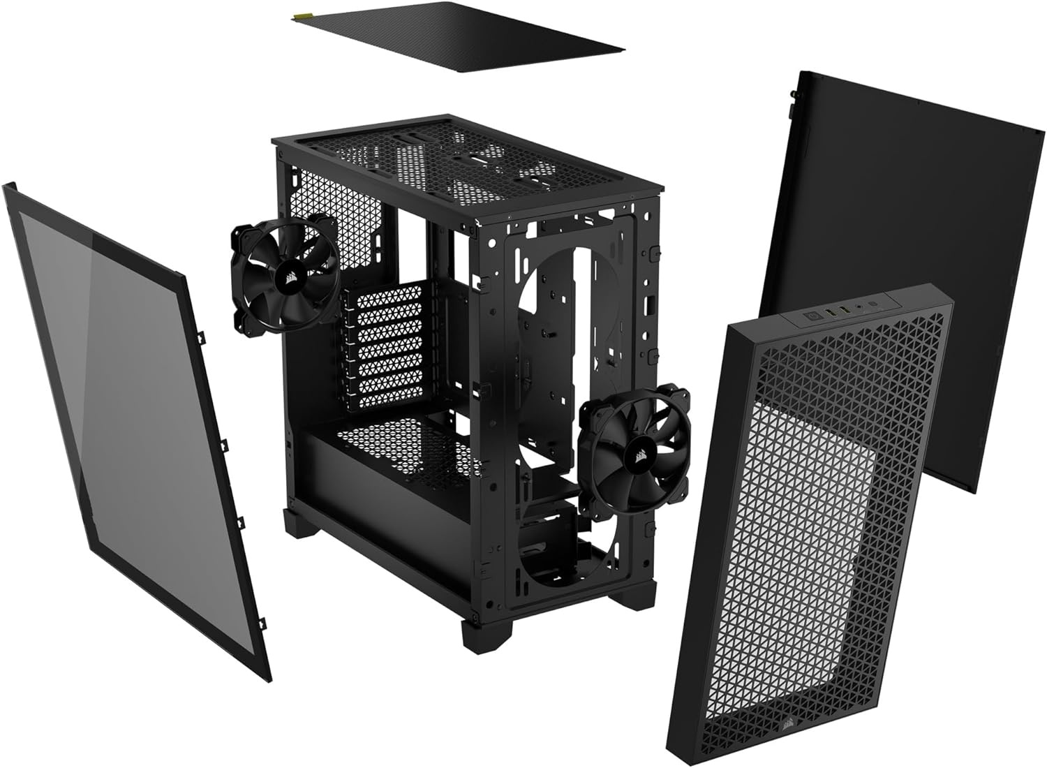 image:imageCorsair 3000D Airflow MidTower PC Case 3Pin Fans FourSlot GPU Support Fits up to 8X 120mm Fans HighAirflow Design WhiteBlack