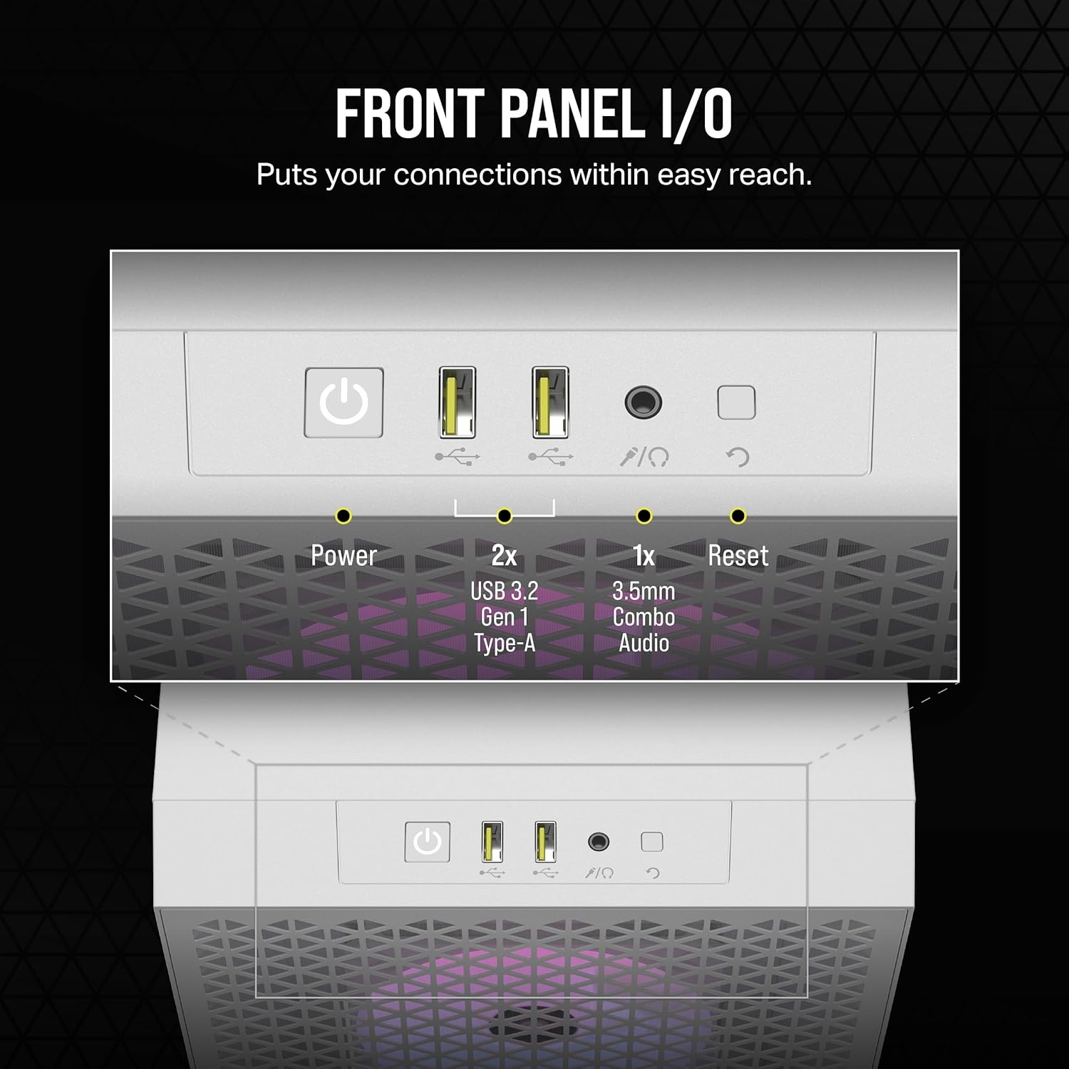 image:imageCorsair 3000D Airflow MidTower PC Case 3Pin Fans FourSlot GPU Support Fits up to 8X 120mm Fans HighAirflow Design WhiteWhite