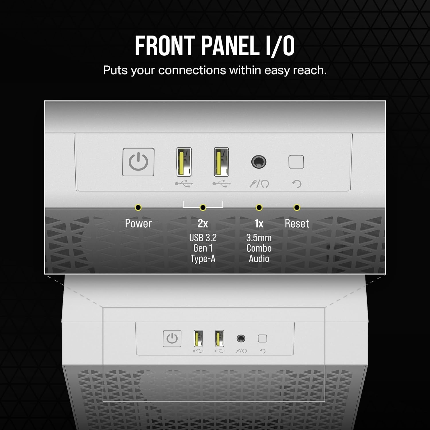 image:imageCorsair 3000D Airflow MidTower PC Case 3Pin Fans FourSlot GPU Support Fits up to 8X 120mm Fans HighAirflow Design WhiteWhite
