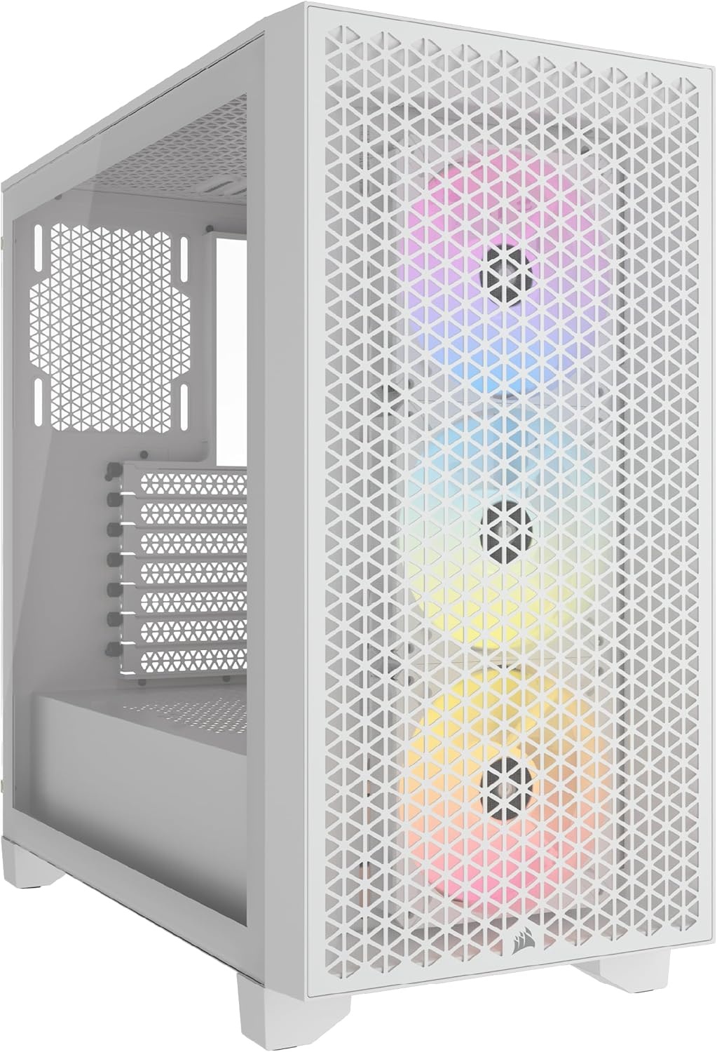 image:imageCorsair 3000D Airflow MidTower PC Case 3Pin Fans FourSlot GPU Support Fits up to 8X 120mm Fans HighAirflow Design WhiteWhite