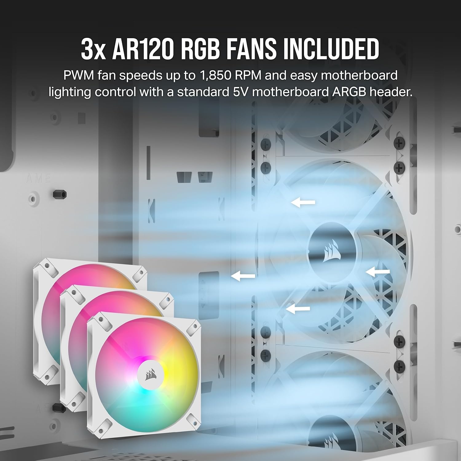 image:imageCorsair 3000D Airflow MidTower PC Case 3Pin Fans FourSlot GPU Support Fits up to 8X 120mm Fans HighAirflow Design WhiteWhite
