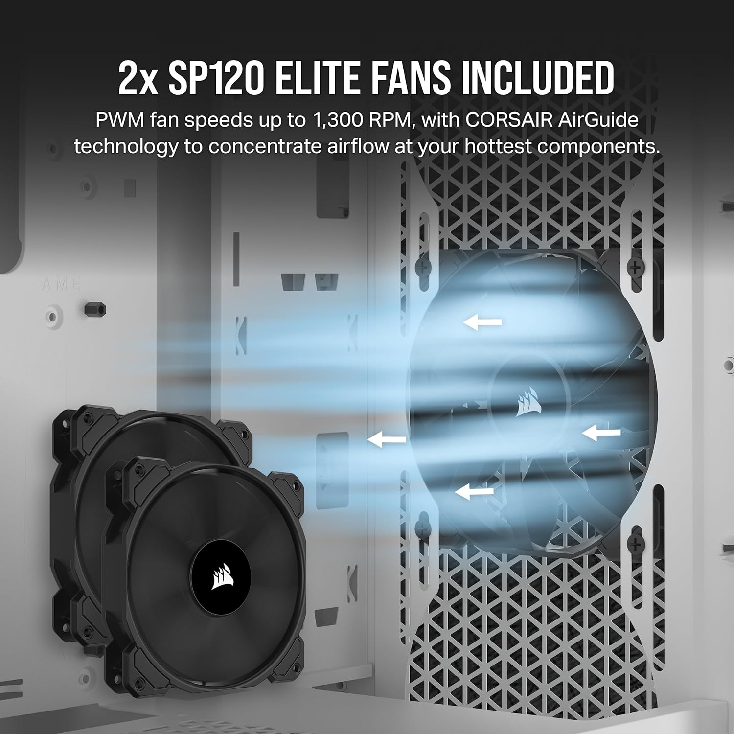 image:imageCorsair 3000D Airflow MidTower PC Case 3Pin Fans FourSlot GPU Support Fits up to 8X 120mm Fans HighAirflow Design WhiteWhite