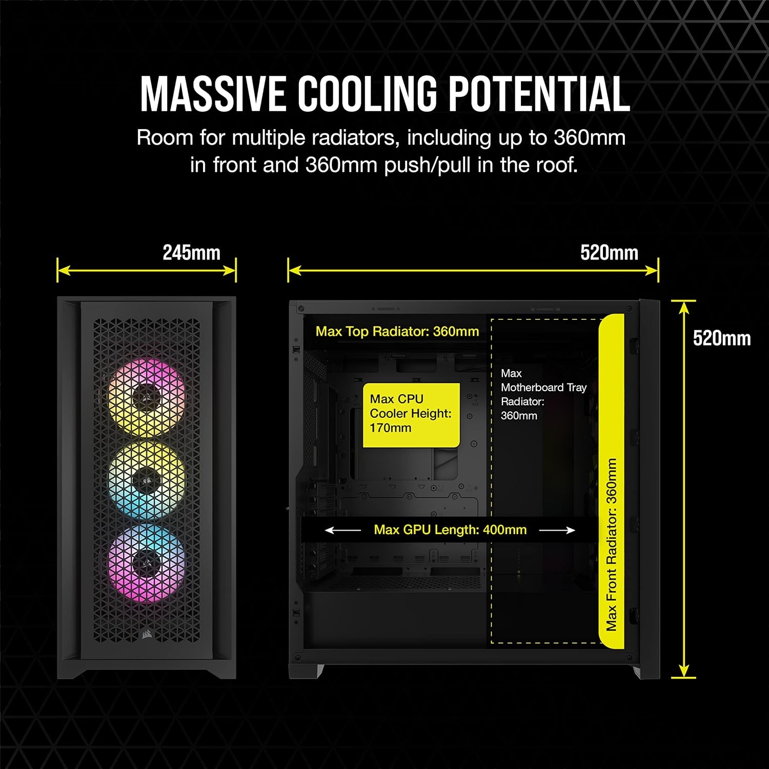 image:imageCorsair 5000D RGB MidTower Case 3X AF120 RGB Fans Lighting Node PRO HighAirflow Design RapidRoute Cable Management BlackBlack