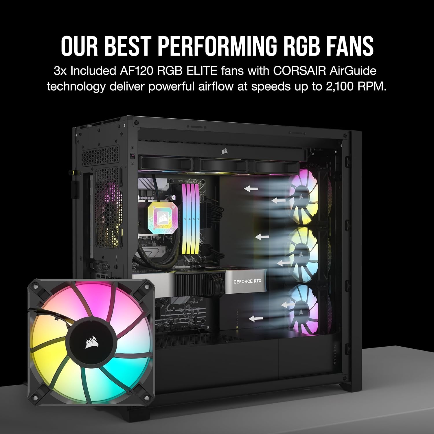 image:imageCorsair 5000D RGB MidTower Case 3X AF120 RGB Fans Lighting Node PRO HighAirflow Design RapidRoute Cable Management BlackBlack