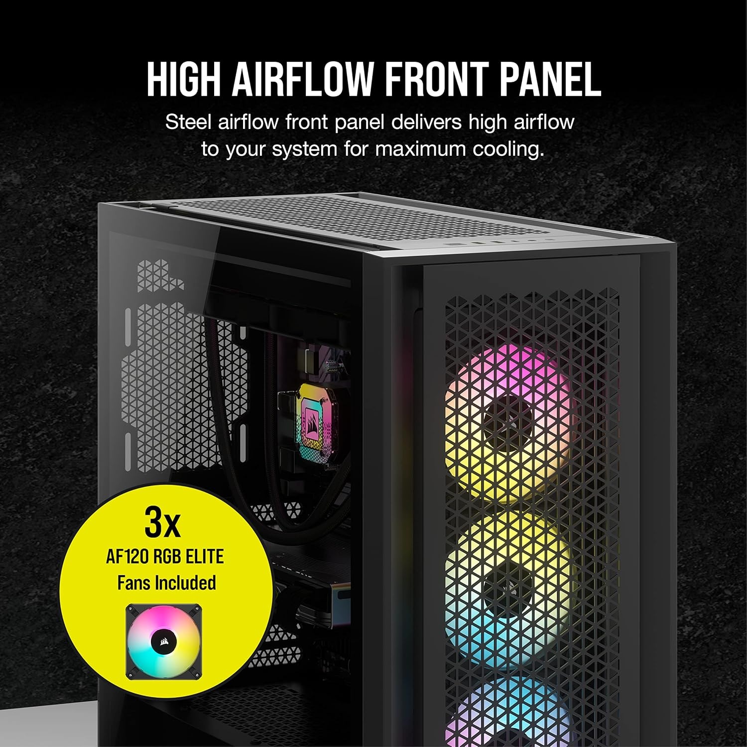 image:imageCorsair 5000D RGB MidTower Case 3X AF120 RGB Fans Lighting Node PRO HighAirflow Design RapidRoute Cable Management BlackBlack