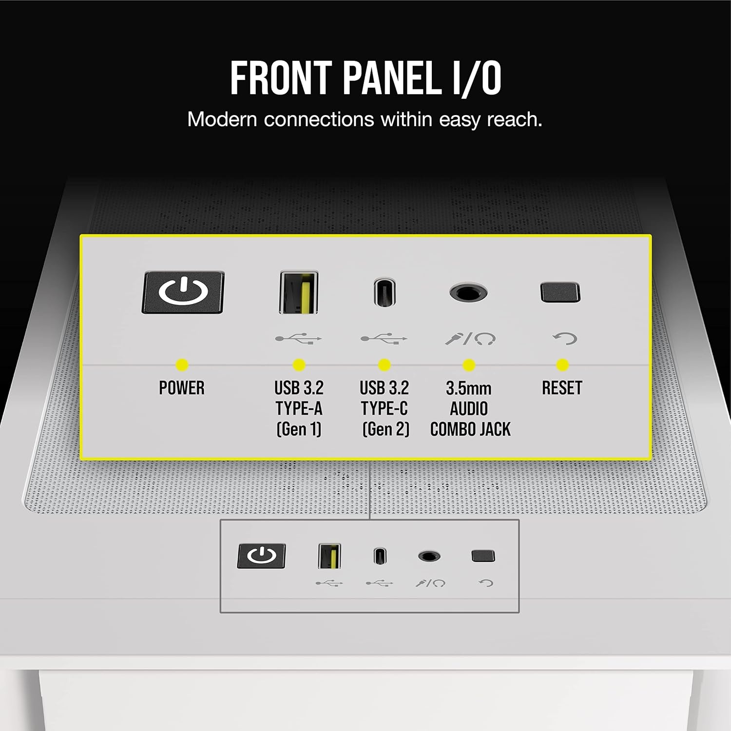 image:imageCorsair iCUE 4000D RGB Airflow MidTower Case 3X AF120 RGB Elite Fans iCUE Lighting Node PRO Controller HighAirflow Design CORSAIR RapidRoute Cable Management System True WhiteWhite
