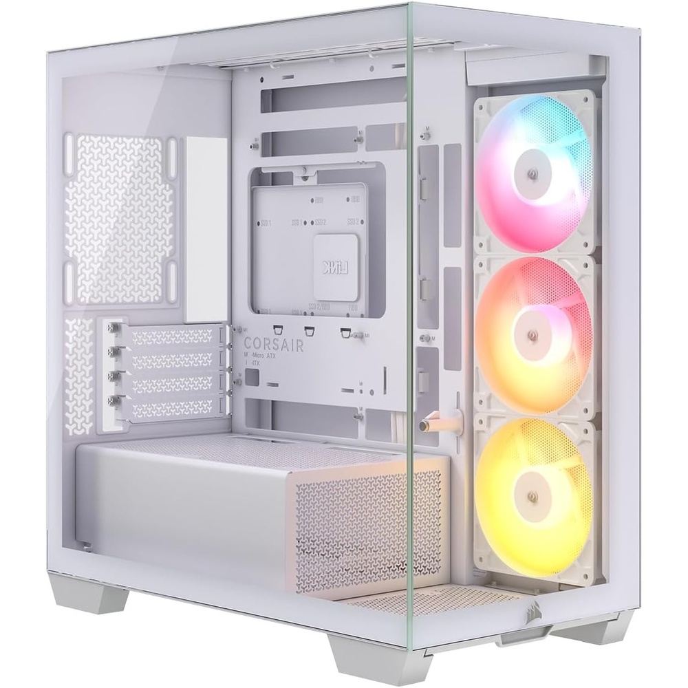 image:imageCORSAIR 2800X RSR Reverse Fan ARGB MicroATX PC Case 3X Fans Included Panoramic Glass Modular Customization GPU AntiSag Reverse Connection Motherboard Compatible BlackWhite