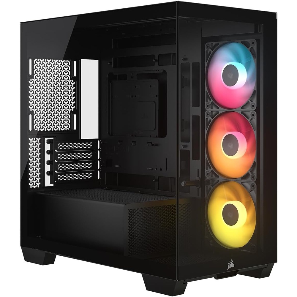 image:imageCORSAIR 2800X RSR Reverse Fan ARGB MicroATX PC Case 3X Fans Included Panoramic Glass Modular Customization GPU AntiSag Reverse Connection Motherboard Compatible BlackBlack