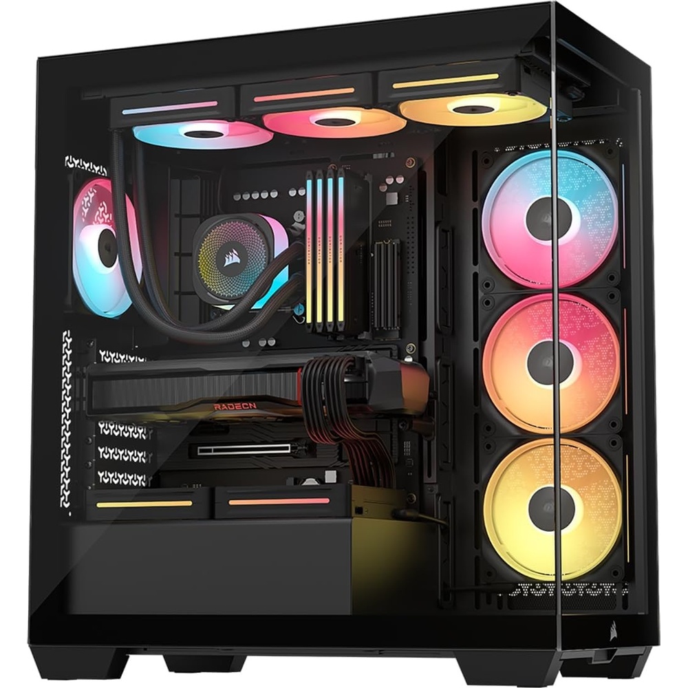 image:imageCORSAIR 3500X LX RGB Link Panoramic MidTower PC Case 3X PreInstalled Fans High Airflow Spacious Interior GPU AntiSag Reverse Connection Motherboard Compatible BlackBlack