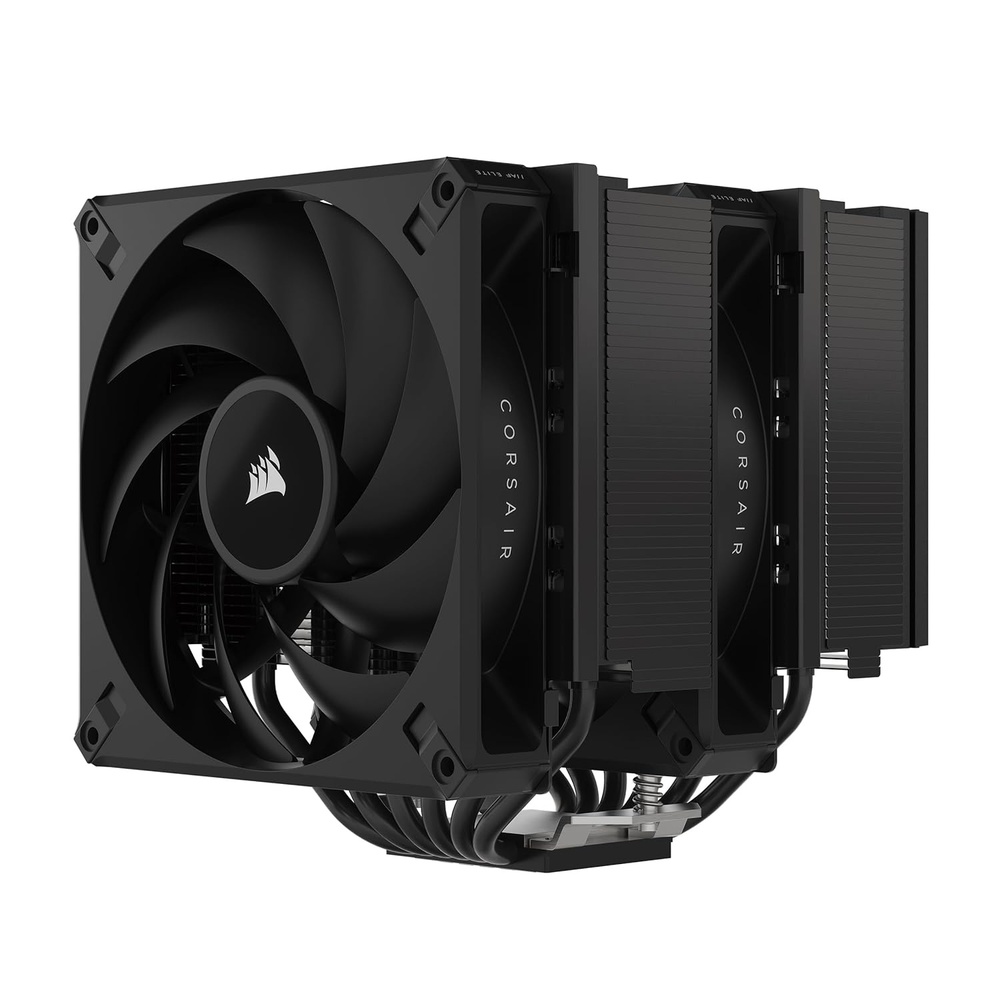 image:imageCORSAIR A115 HighPerformance Tower CPU Air Cooler  Cools up to 270W TDP  SlideandLock Fan Mount  Two Corsair AF140 Elite Fans  Easy to Install  PreApplied Thermal Paste  BlackA115