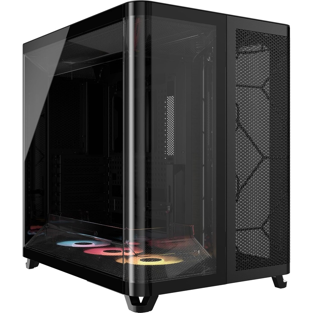 image:imageCORSAIR AIR 5400 RSR ARGB TripleChamber MidTower Panoramic PC Case  3X PreInstalled ReverseRotor RS120R ARGB Fans LowNoise High Airflow Ducts Reverse Motherboard Support  WhiteBlack