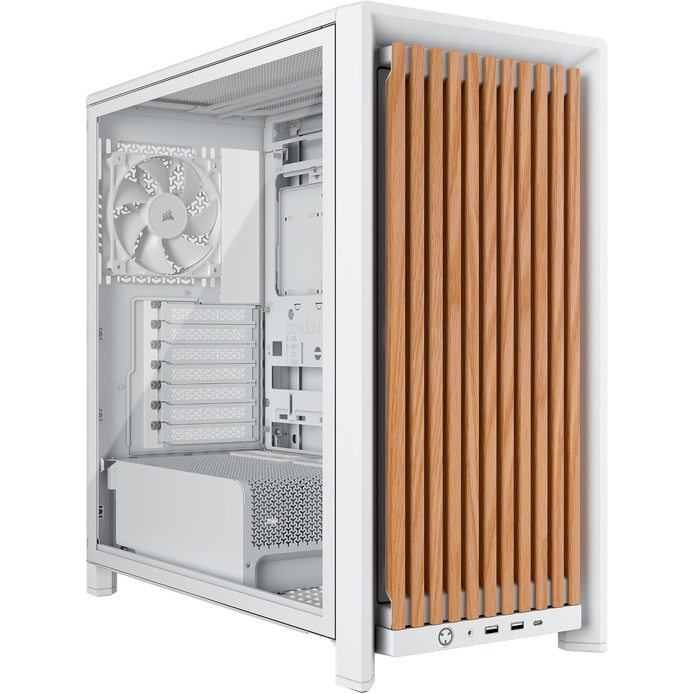 image:imageCORSAIR Frame 4000D Wood RS Modular MidTower ATX PC Case Wood Front Panel 4X RS120 PWM Fans Included InfiniRail Fan Mount System Reverse GPU AntiSag and Motherboard Support BlackWalnutWhiteOak