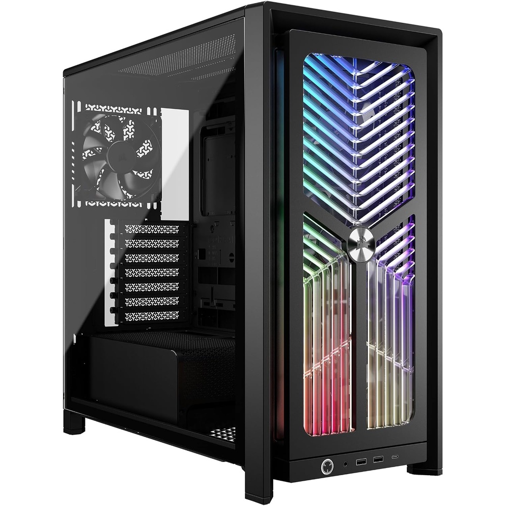 image:imageCORSAIR Frame 4000X RS Modular MidTower ATX PC Case RGB Front Panel 4X RS120 PWM Fans Included InfiniRail Fan Mount System Reverse GPU AntiSag and Motherboard Support BlackBlack