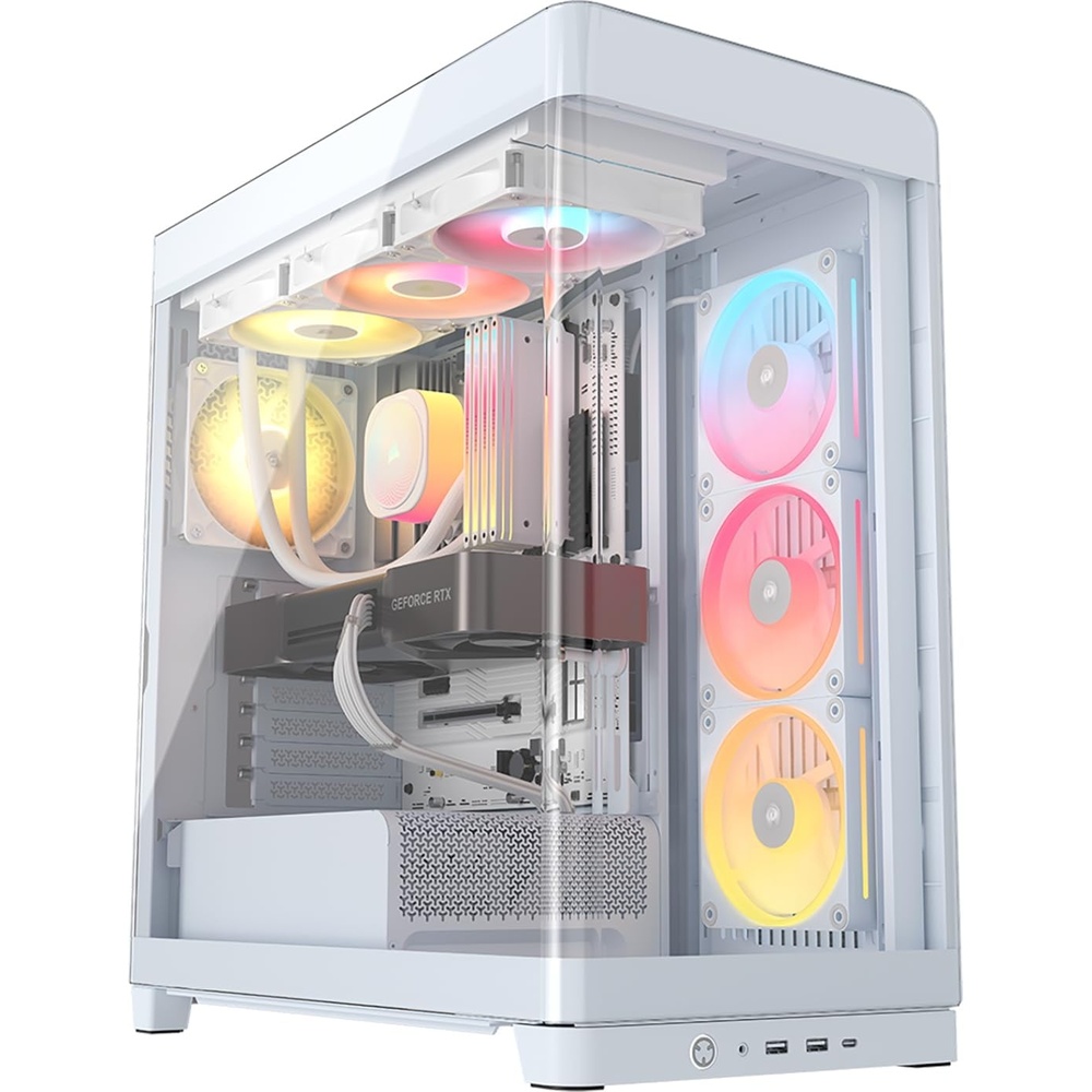 image:imageCORSAIR Frame 4500X LX RGB Link Panoramic MidTower PC Case 3X PreInstalled Fans High Airflow Modular Design GPU AntiSag Reverse Connection Motherboard Compatible WhiteWhite